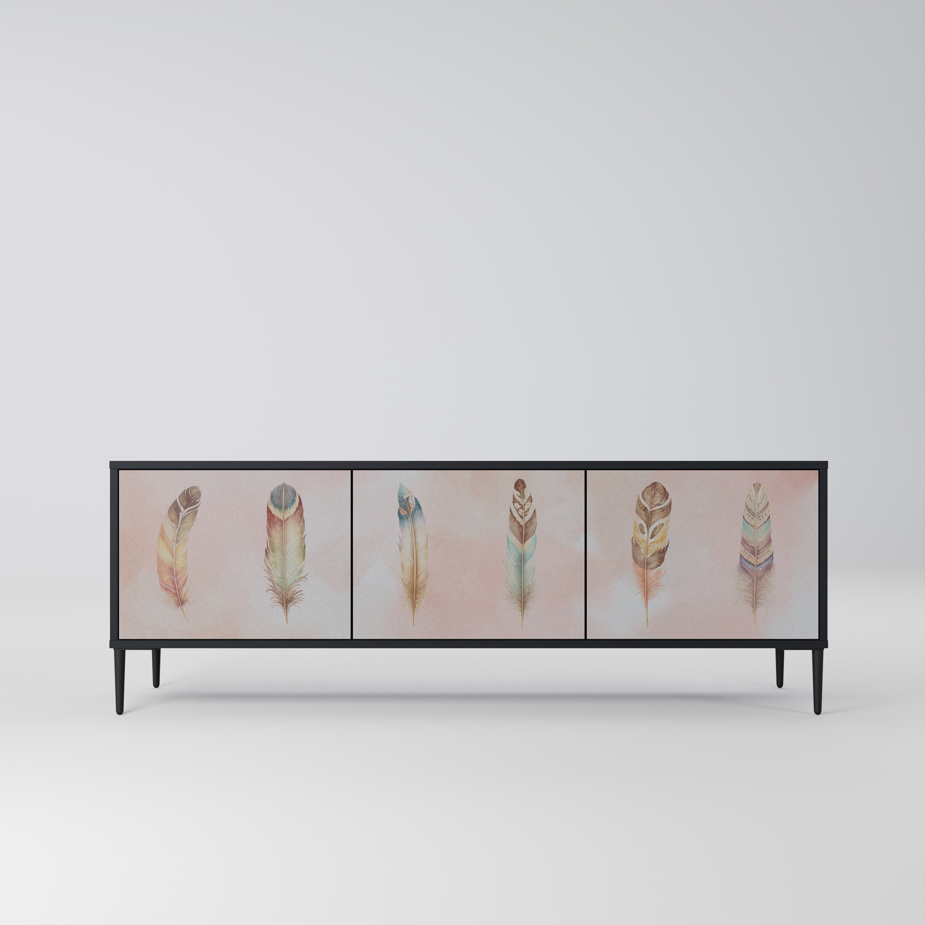 Meuble TV 3 portes DELIQUESCE en finition noire