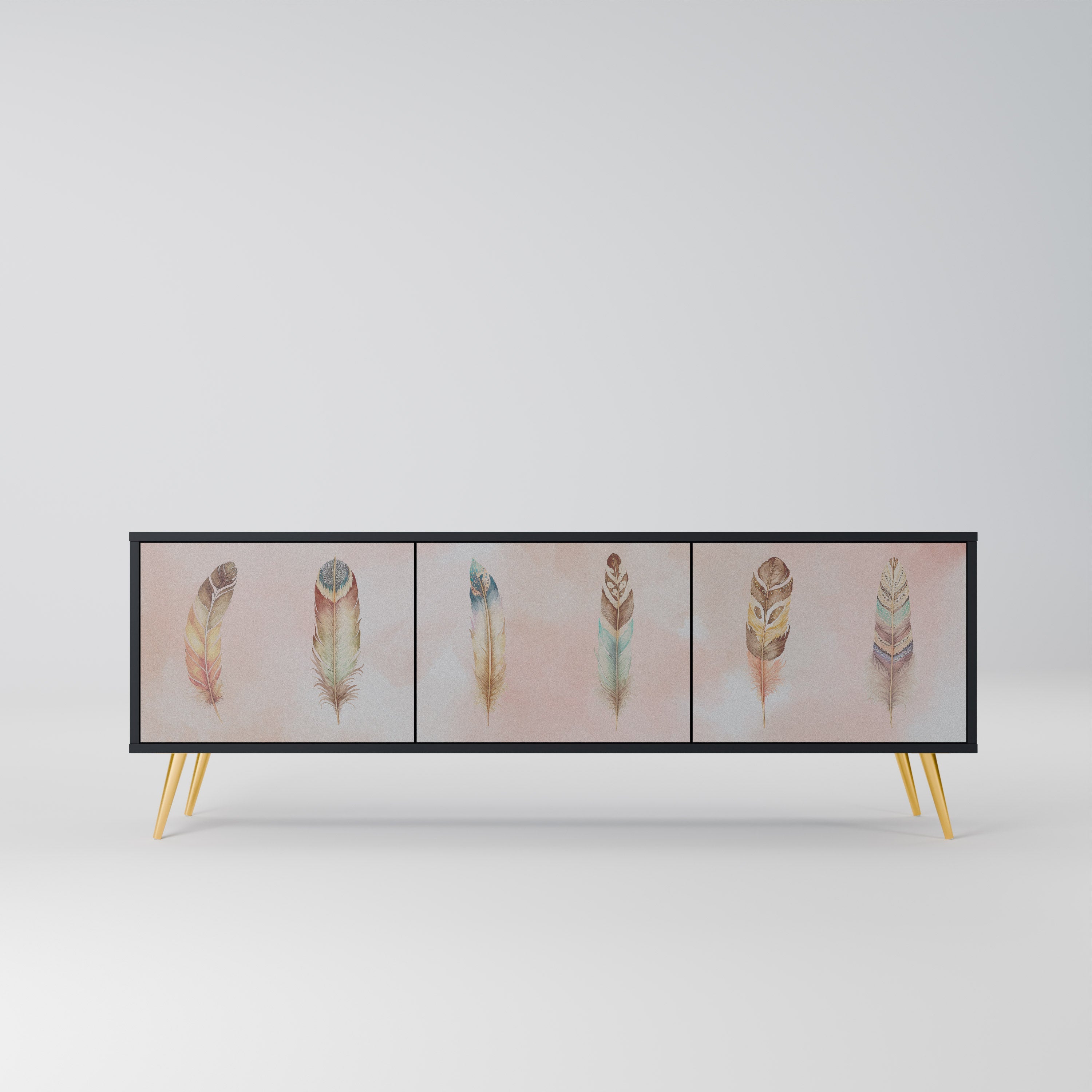 Meuble TV 3 portes DELIQUESCE en finition noire