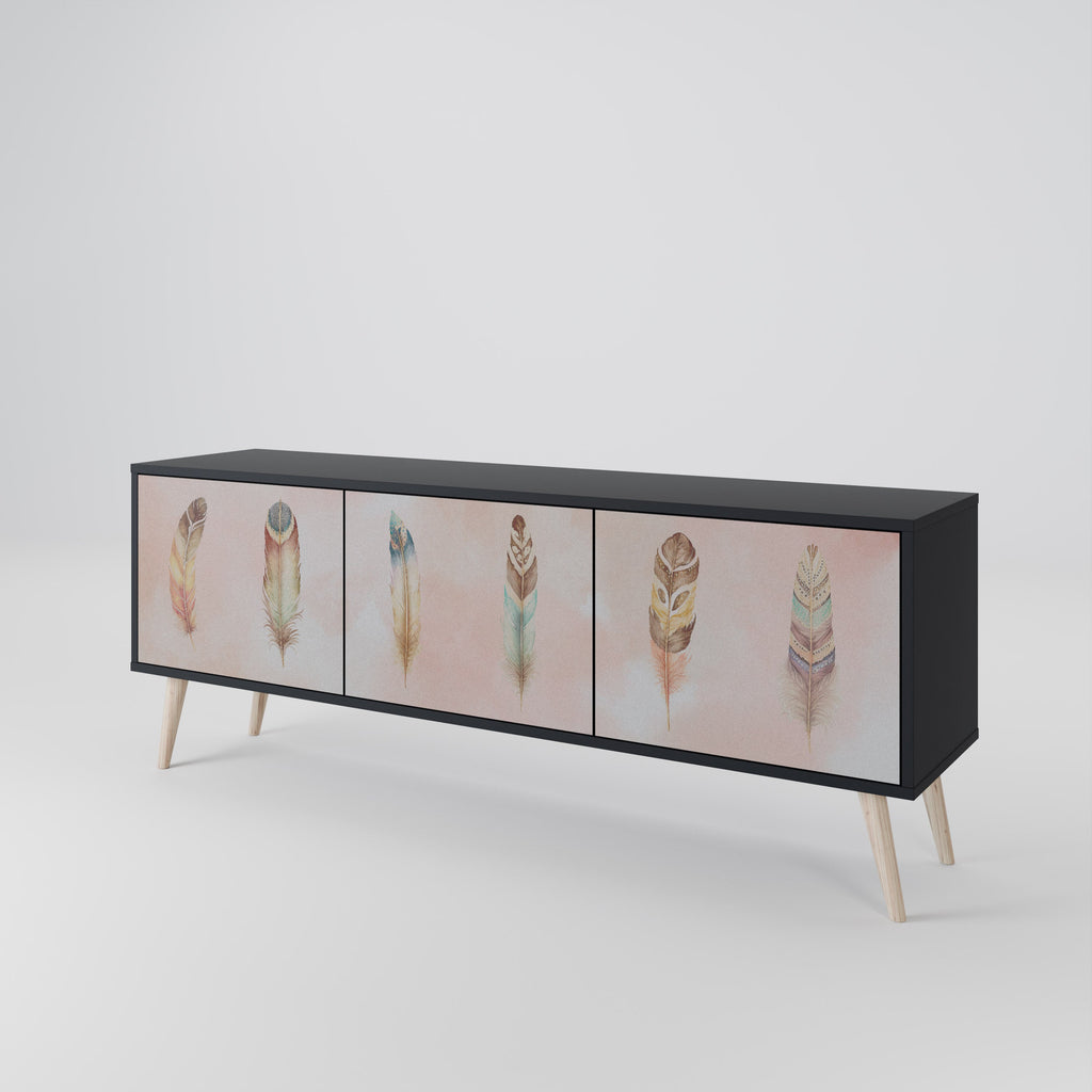 Meuble TV 3 portes DELIQUESCE en finition noire