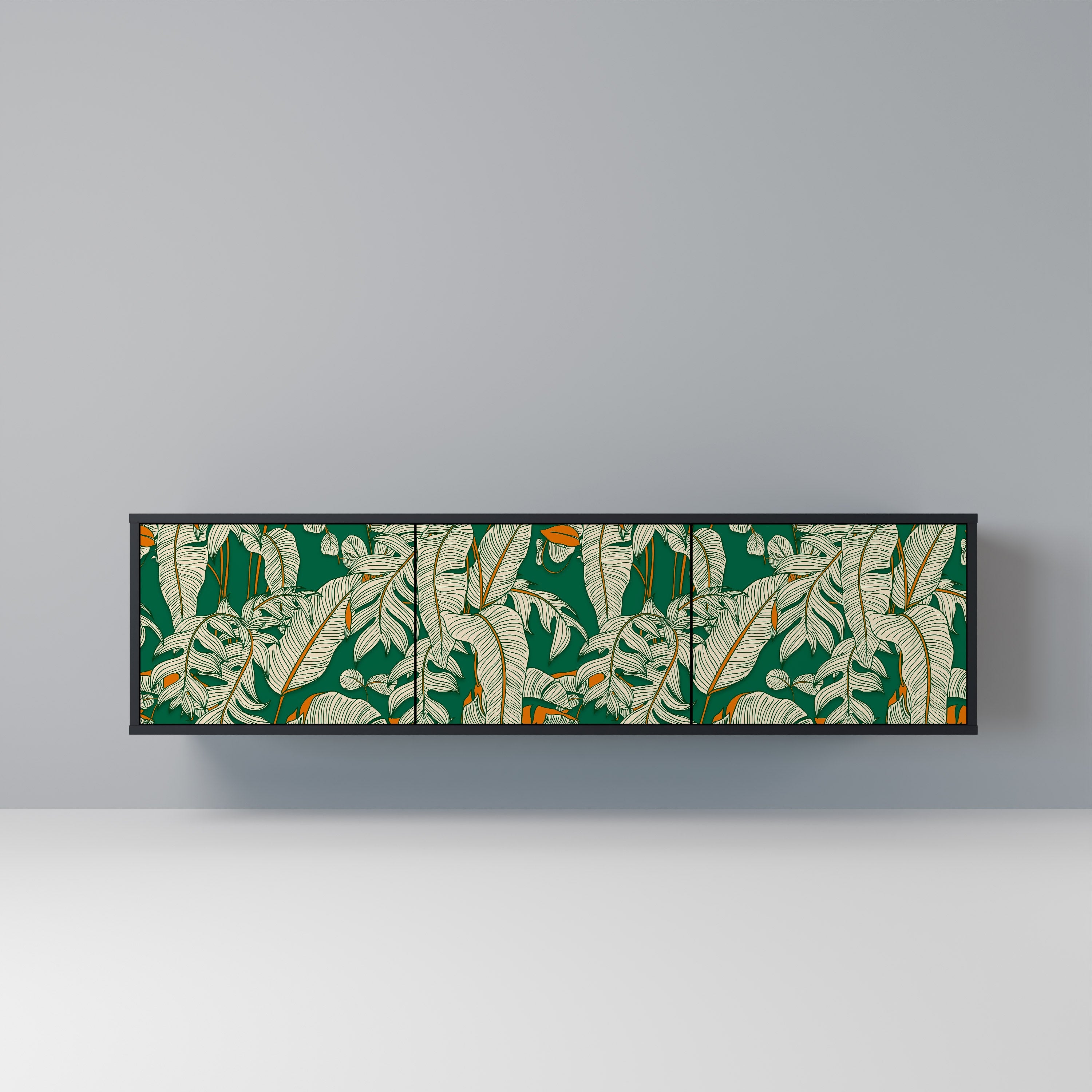 Meuble TV 3 portes VERDANT PLEASURES finition noire