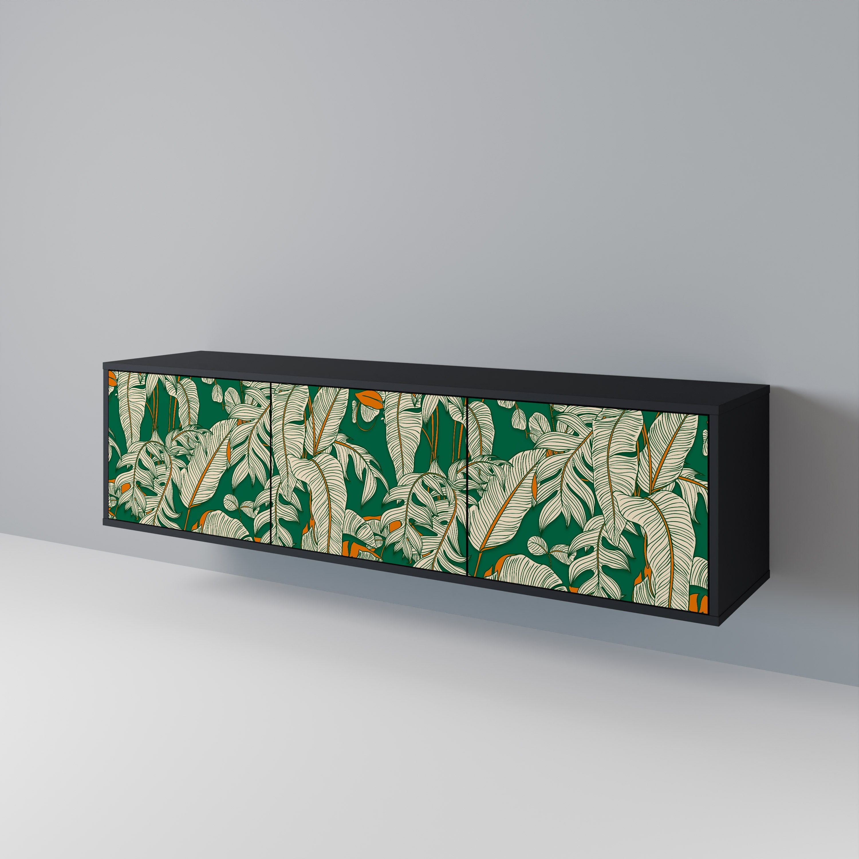 Meuble TV 3 portes VERDANT PLEASURES finition noire