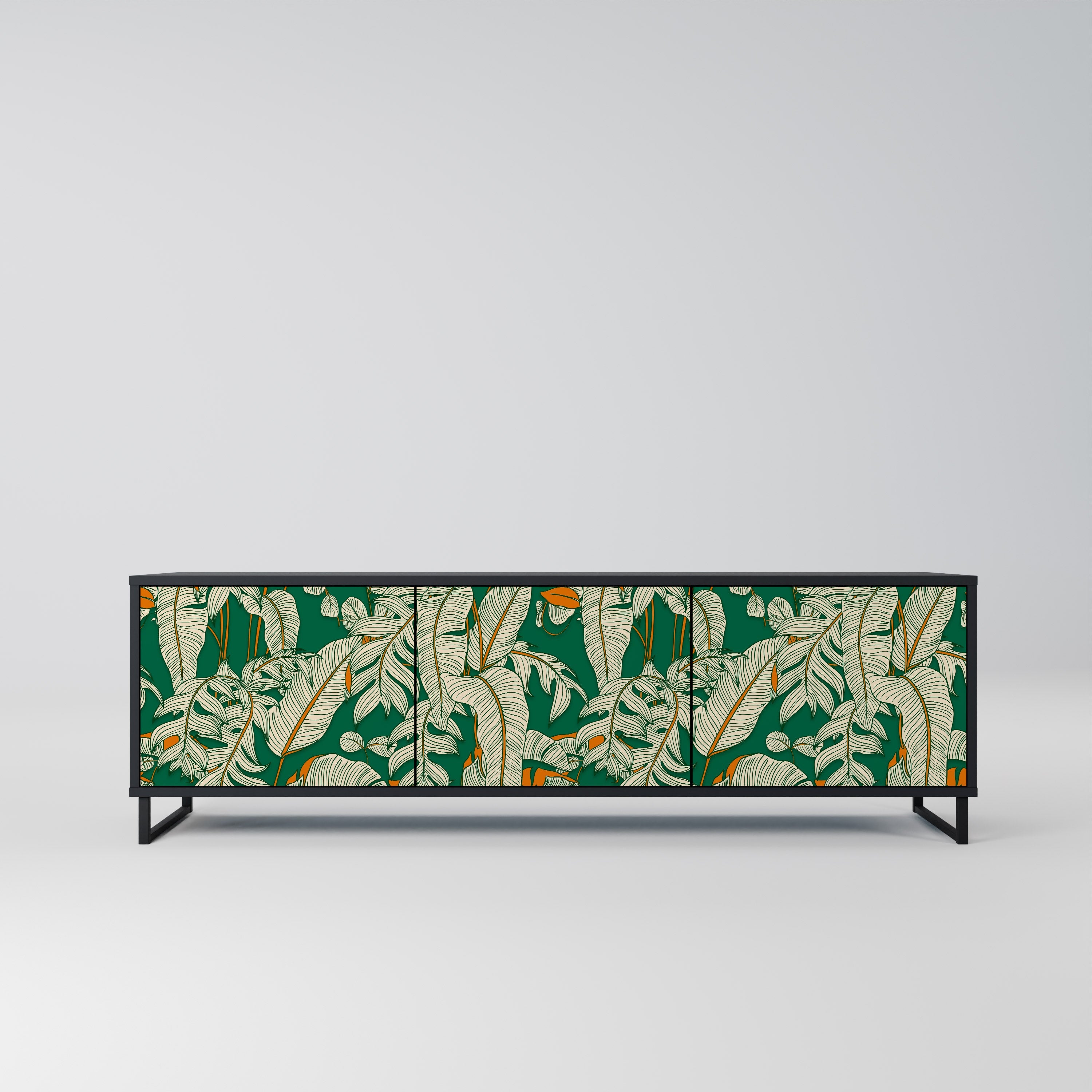 Meuble TV 3 portes VERDANT PLEASURES finition noire