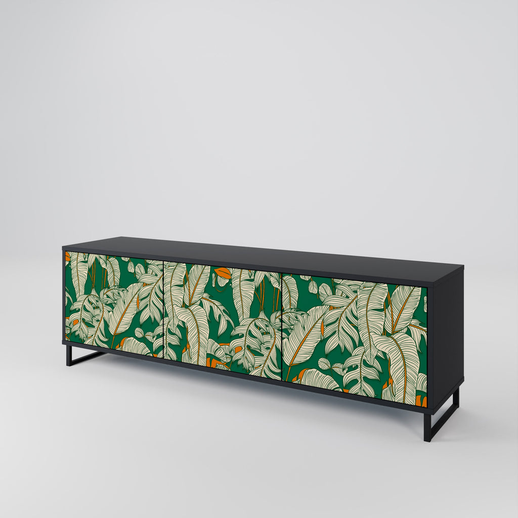 Meuble TV 3 portes VERDANT PLEASURES finition noire