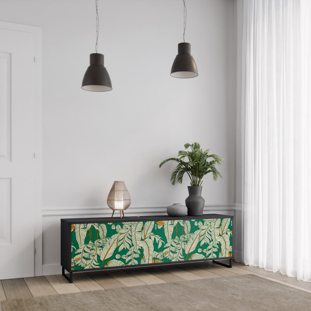 Meuble TV 3 portes VERDANT PLEASURES finition noire