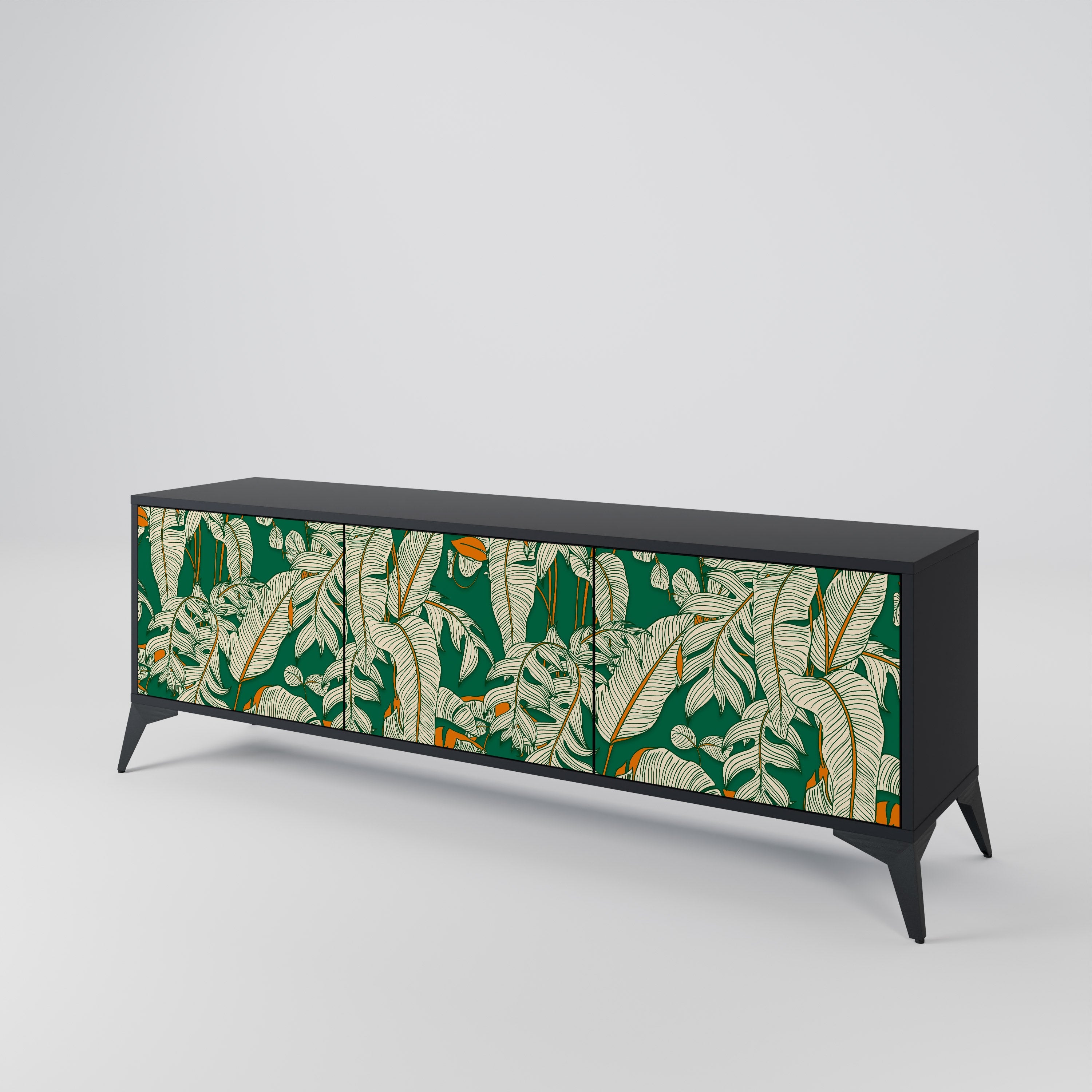 Meuble TV 3 portes VERDANT PLEASURES finition noire