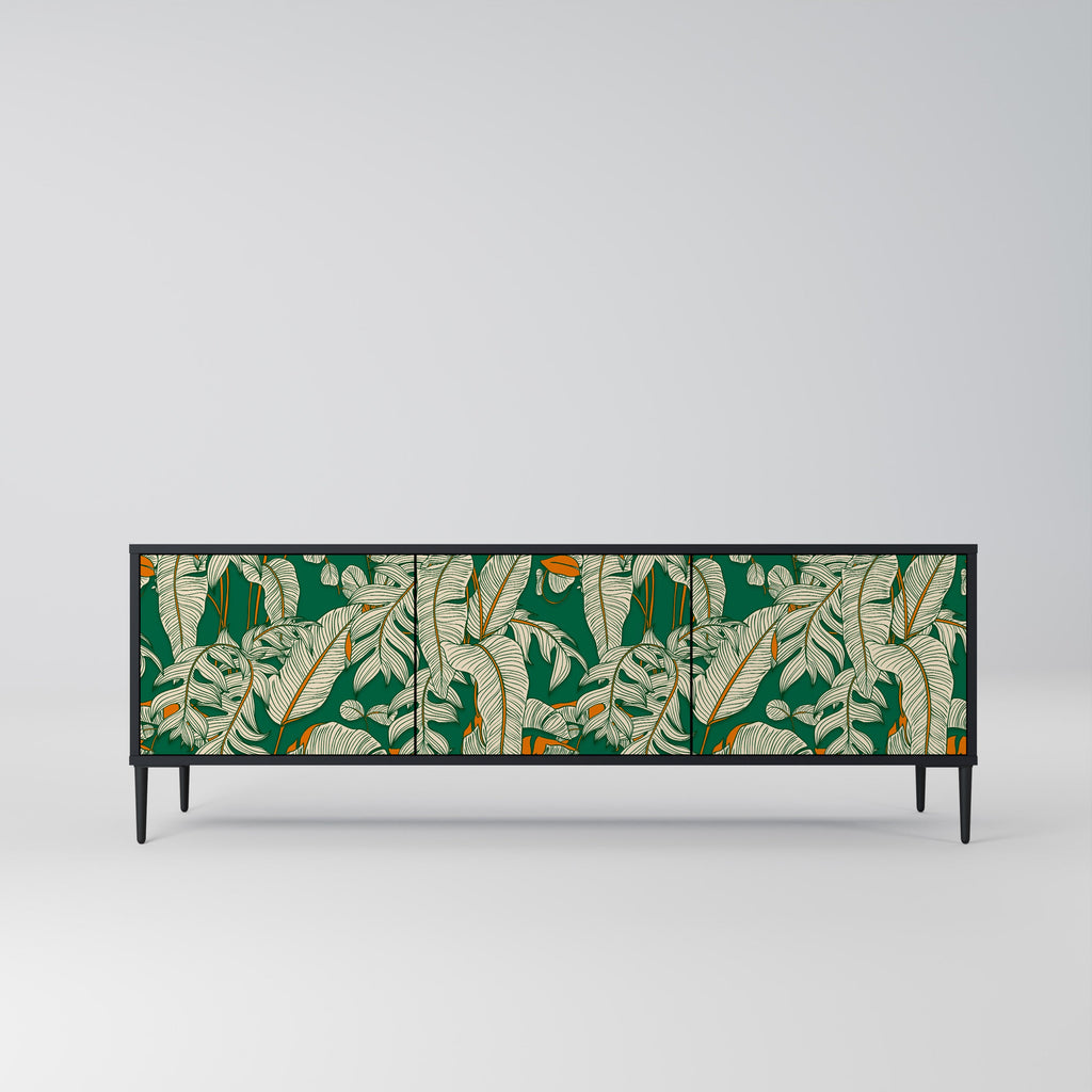 Meuble TV 3 portes VERDANT PLEASURES finition noire