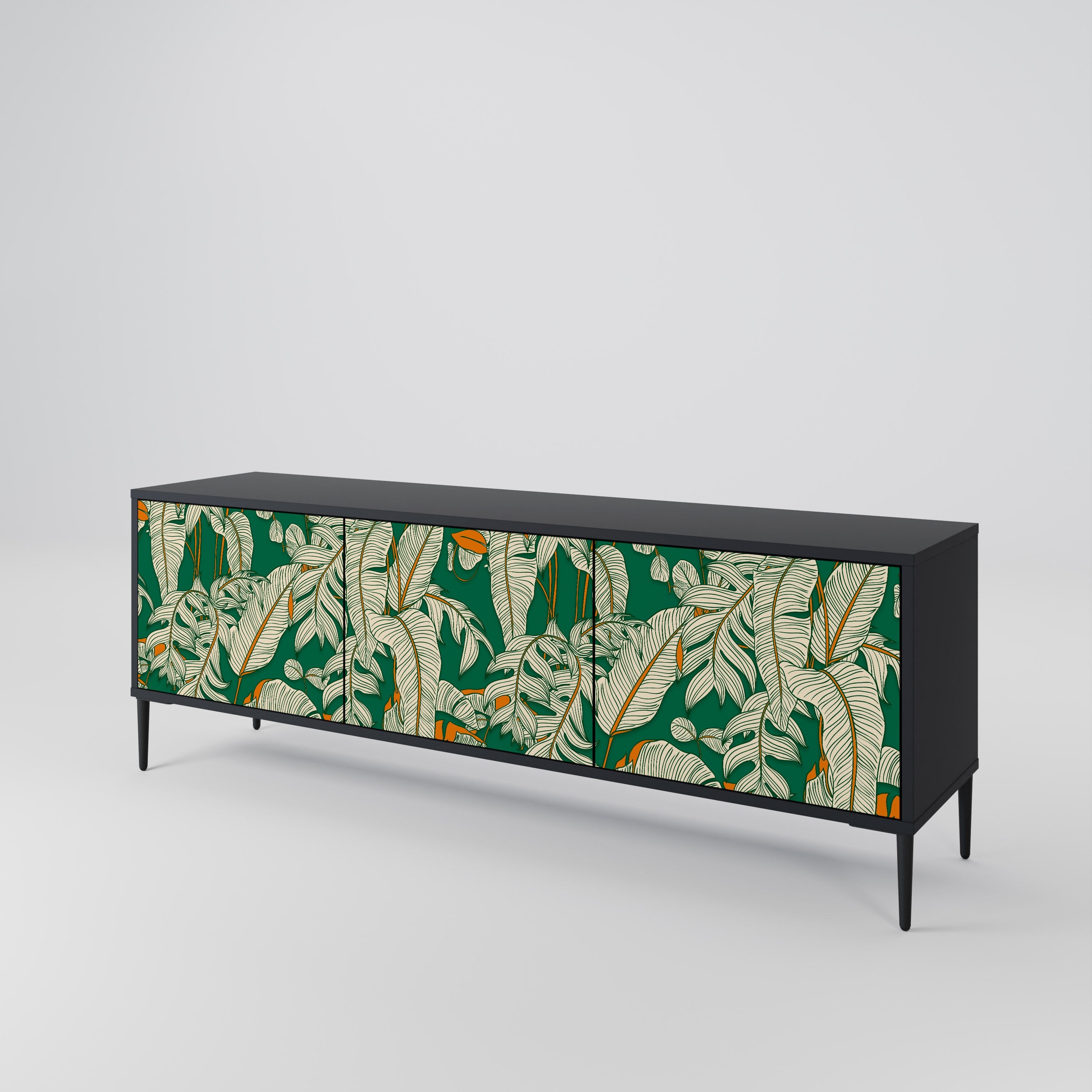 Meuble TV 3 portes VERDANT PLEASURES finition noire