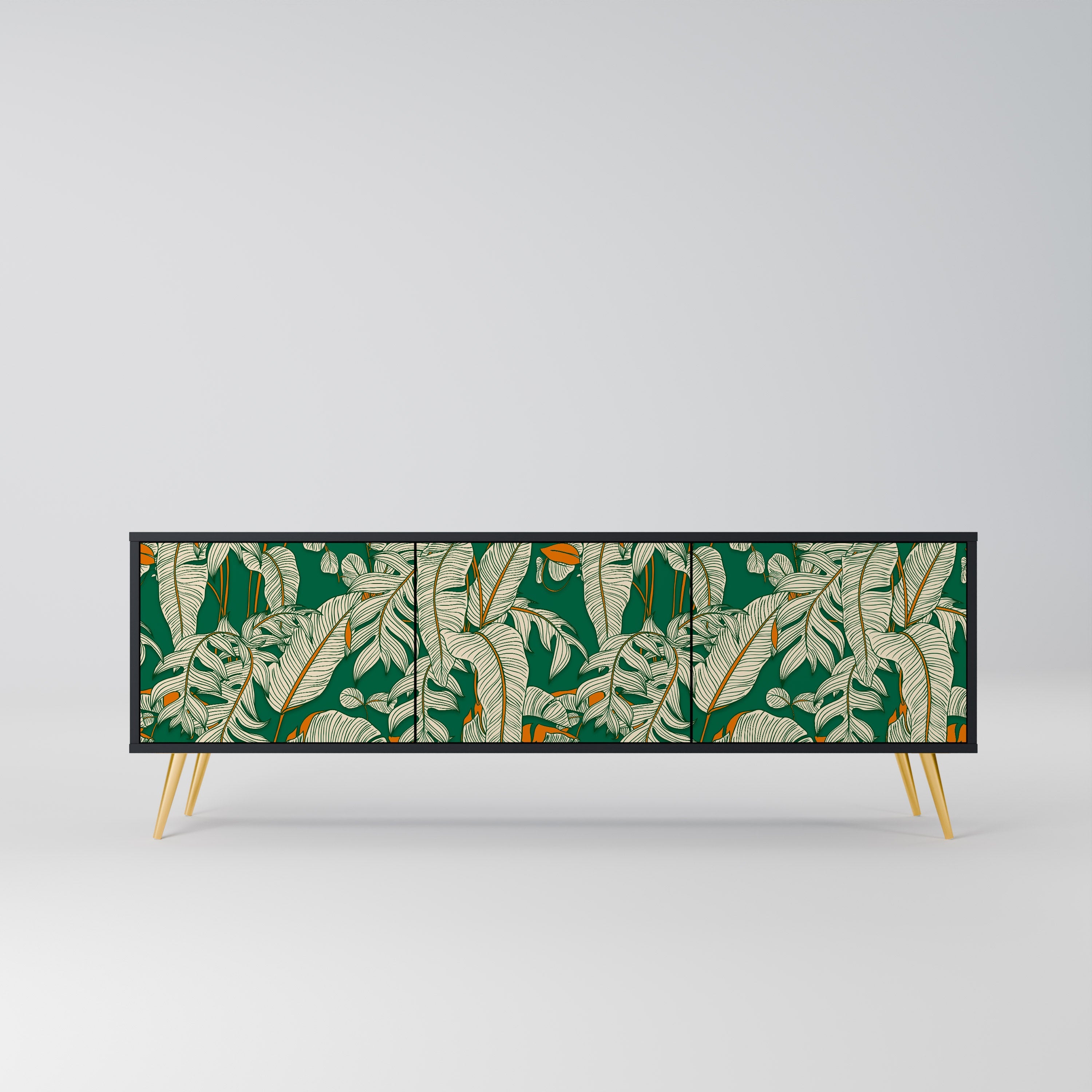 Meuble TV 3 portes VERDANT PLEASURES finition noire