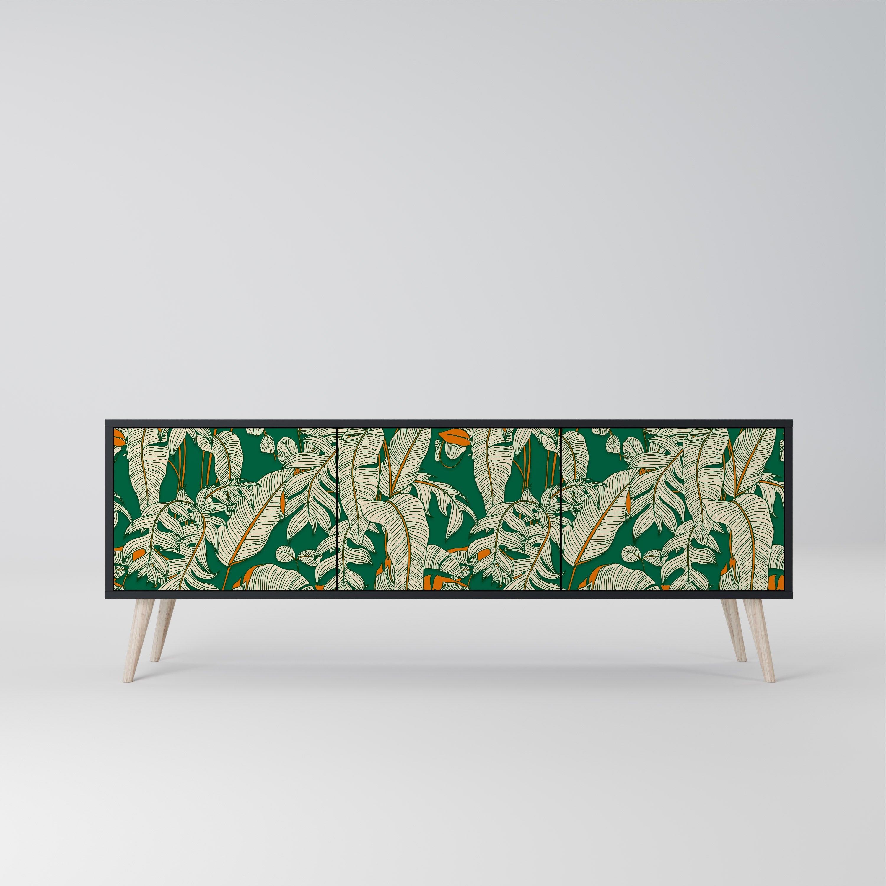 Meuble TV 3 portes VERDANT PLEASURES finition noire