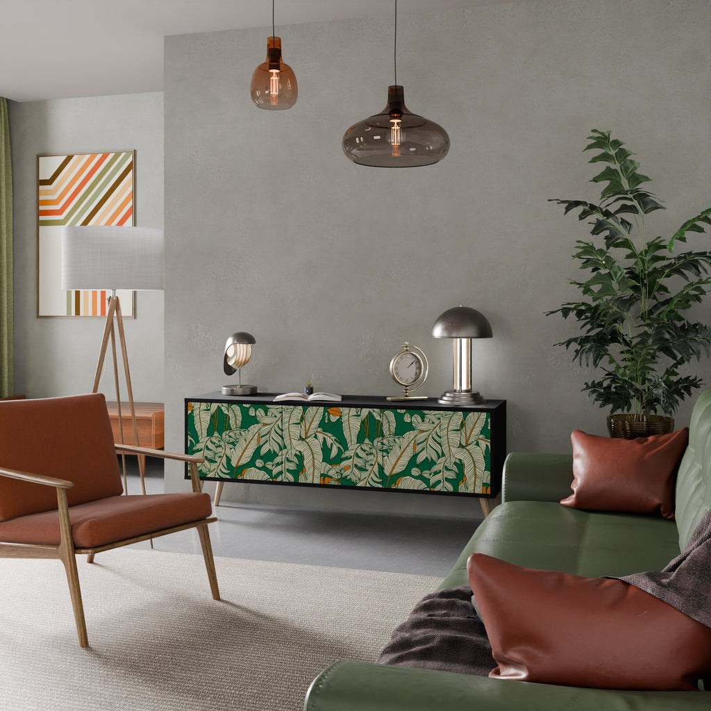 Meuble TV 3 portes VERDANT PLEASURES finition noire