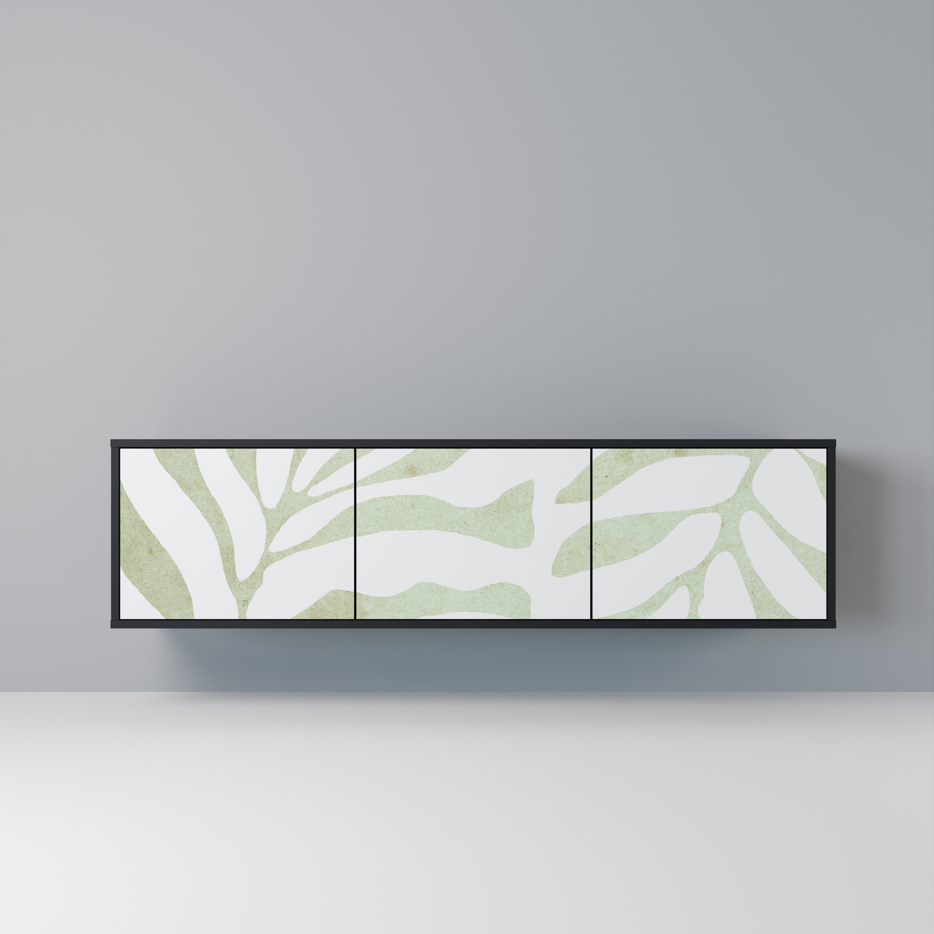 Meuble TV 3 portes BOTANICAL SPARK finition noire