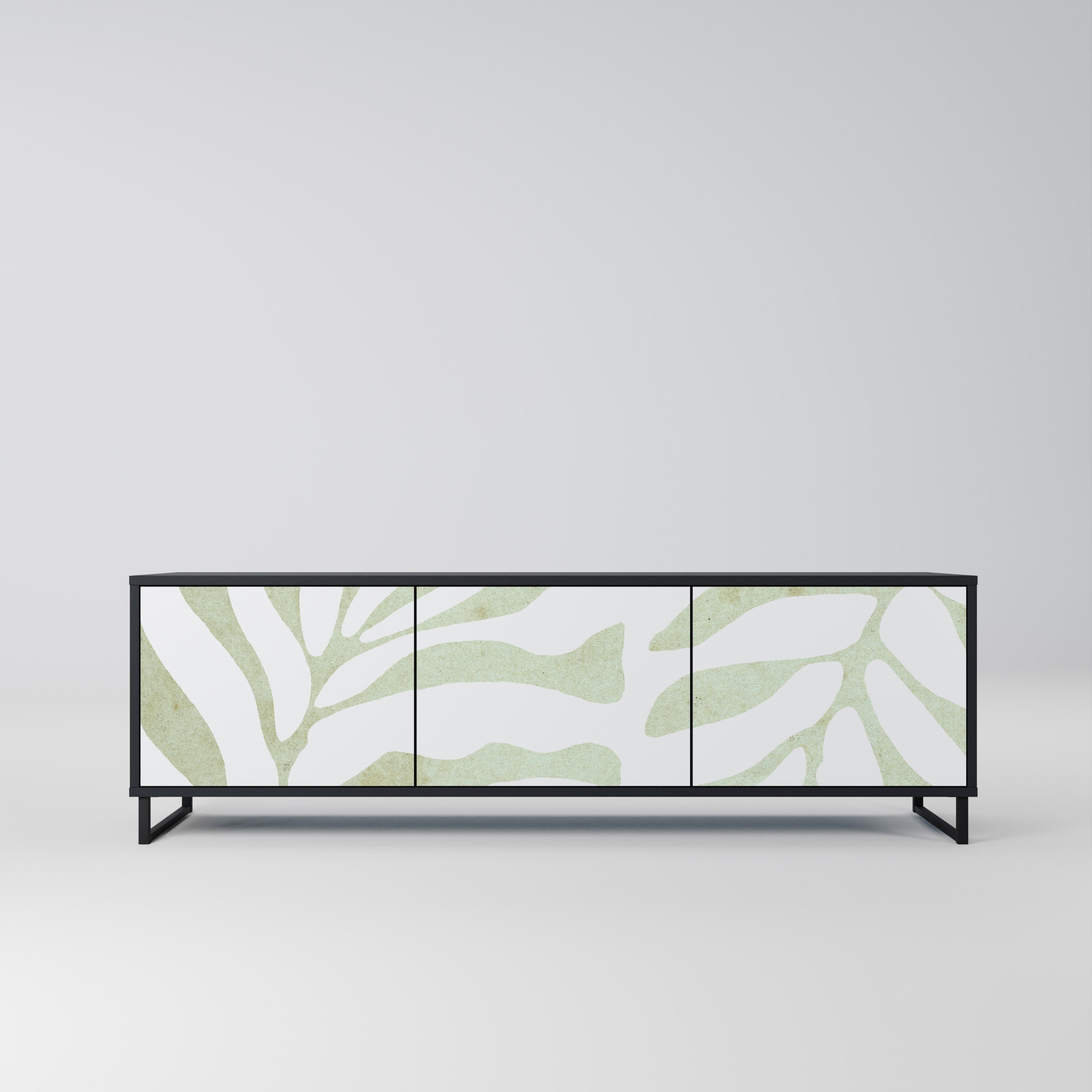 Meuble TV 3 portes BOTANICAL SPARK finition noire