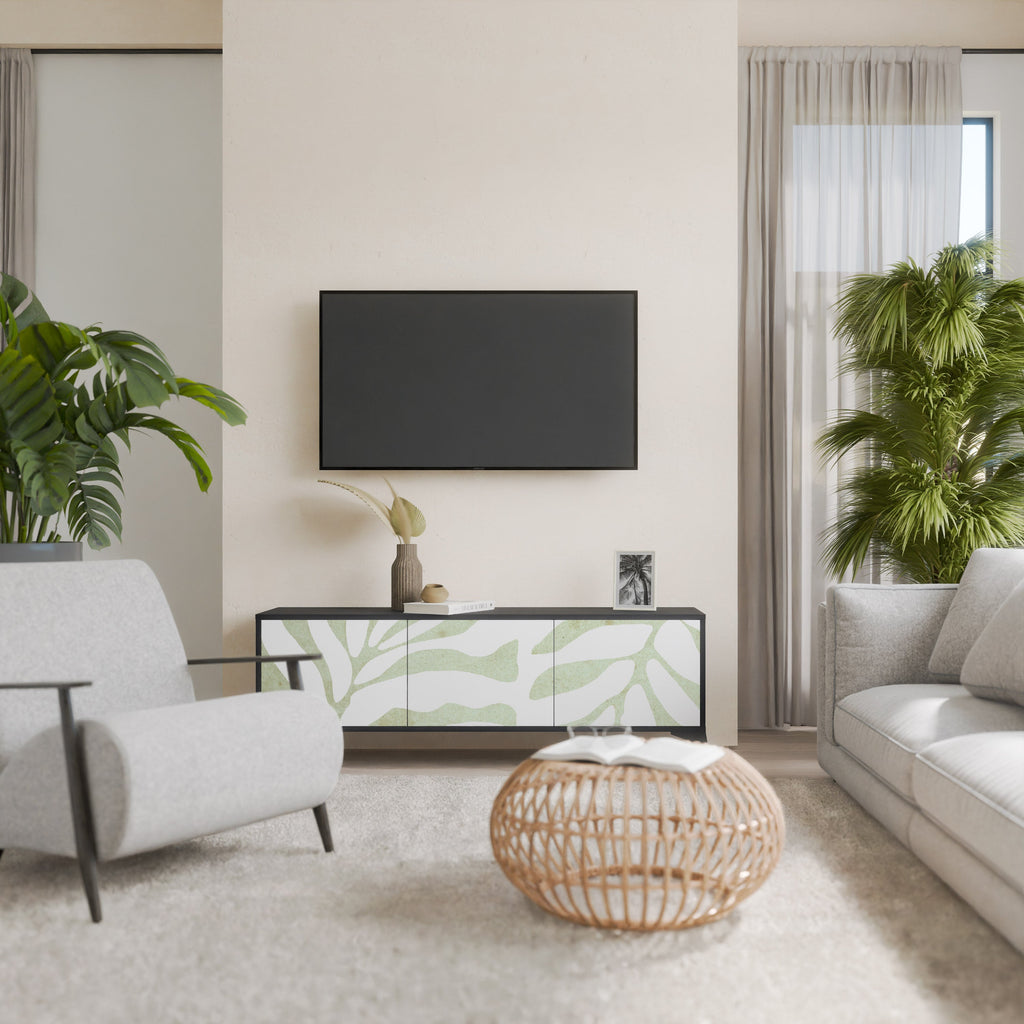 Meuble TV 3 portes BOTANICAL SPARK finition noire