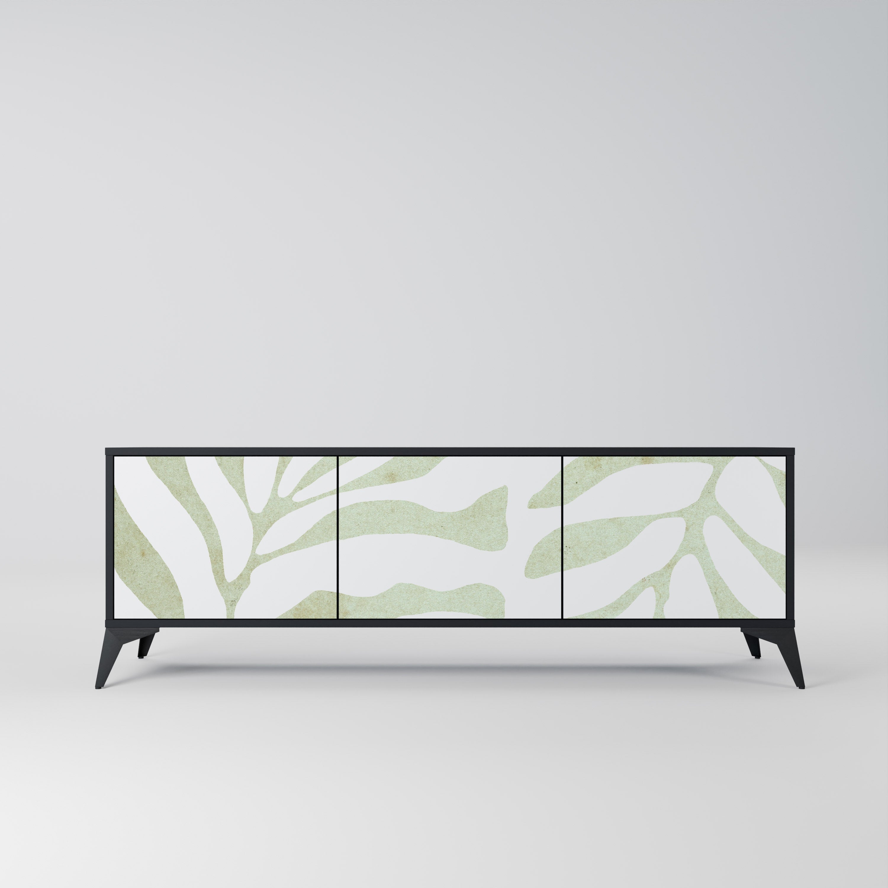 Meuble TV 3 portes BOTANICAL SPARK finition noire