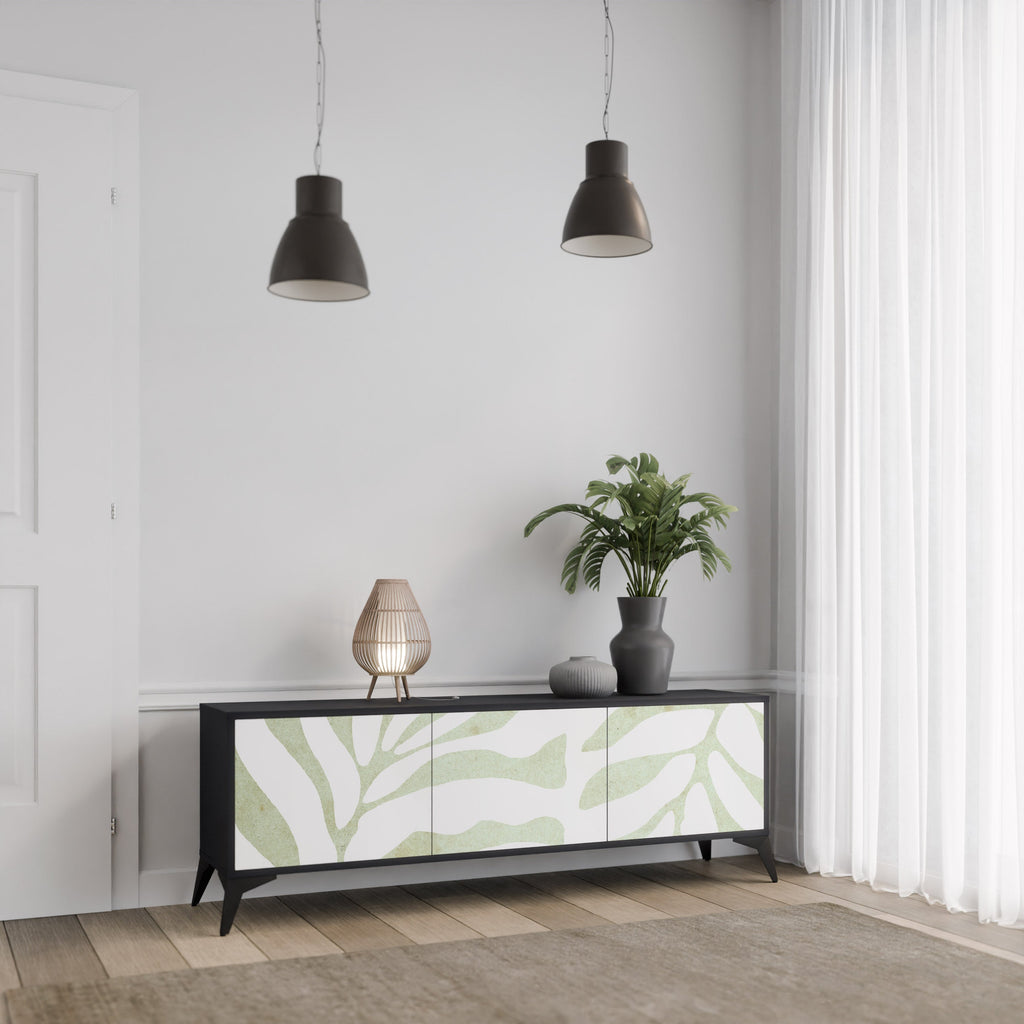 Meuble TV 3 portes BOTANICAL SPARK finition noire