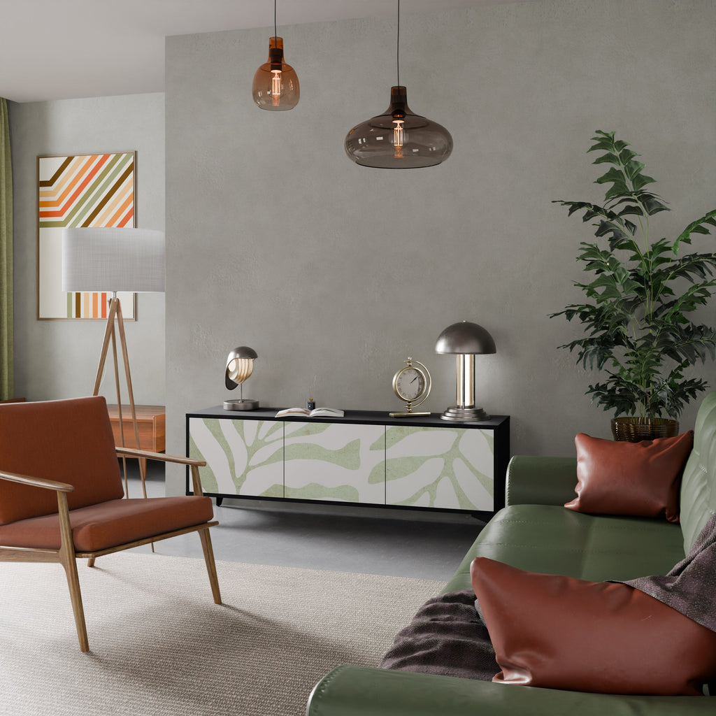 Meuble TV 3 portes BOTANICAL SPARK finition noire