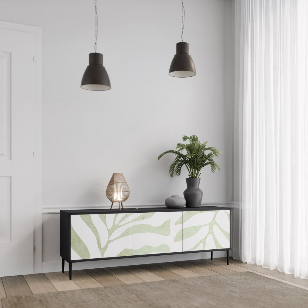 Meuble TV 3 portes BOTANICAL SPARK finition noire