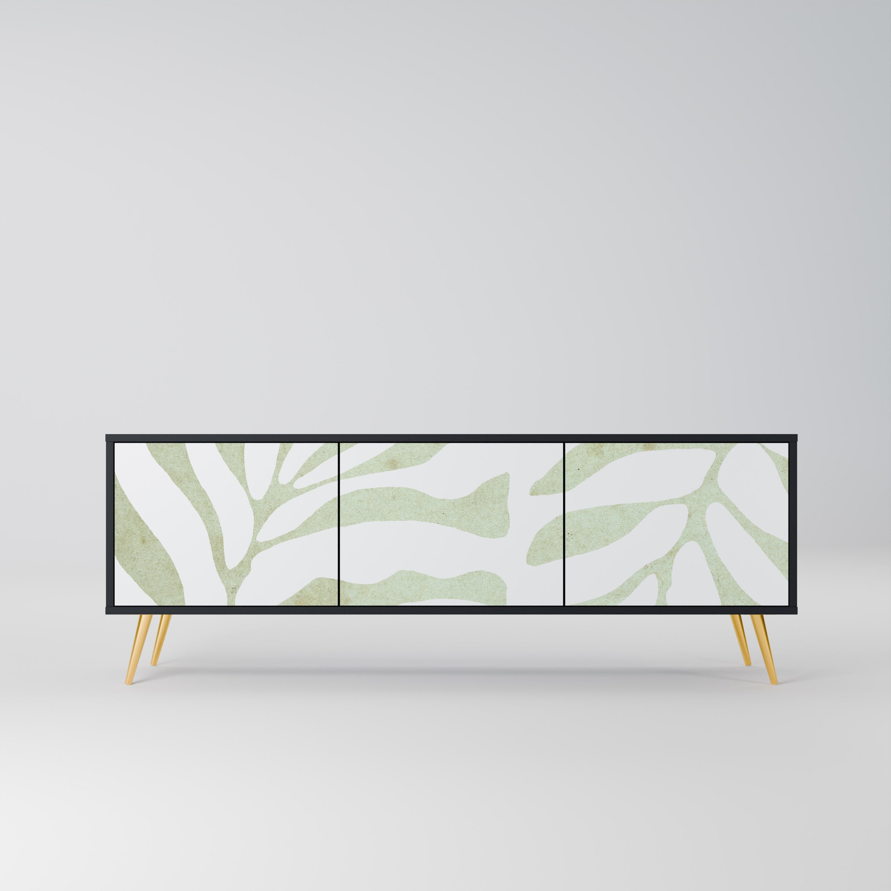 Meuble TV 3 portes BOTANICAL SPARK finition noire