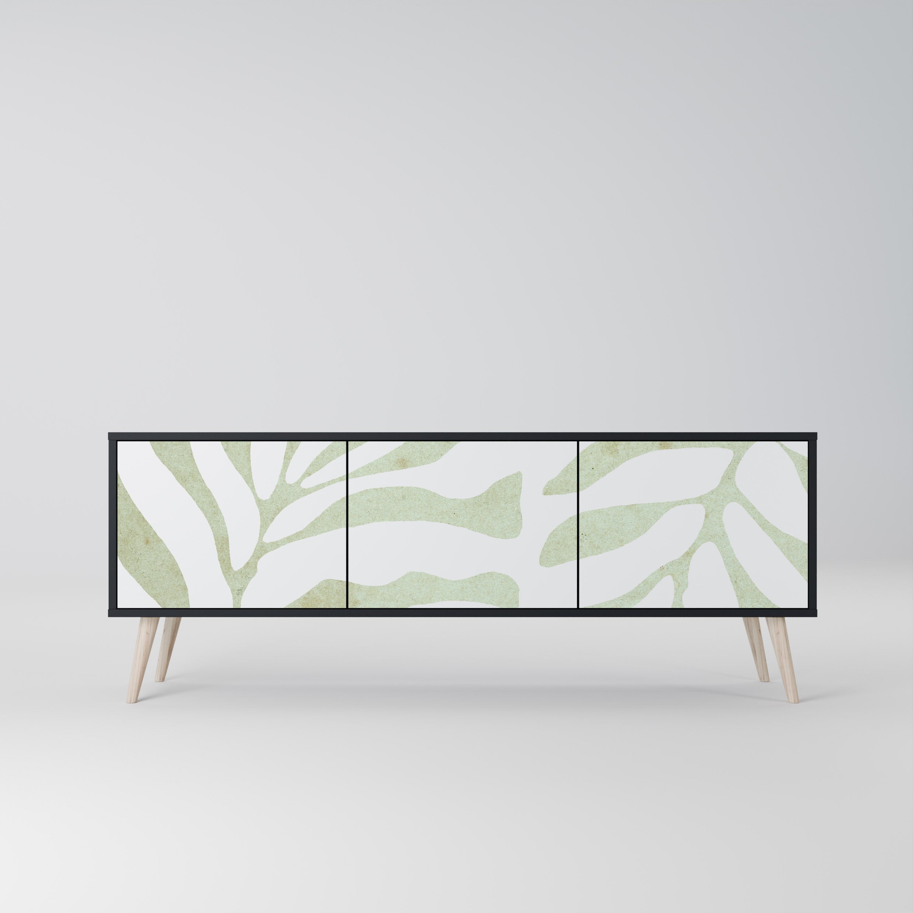 Meuble TV 3 portes BOTANICAL SPARK finition noire