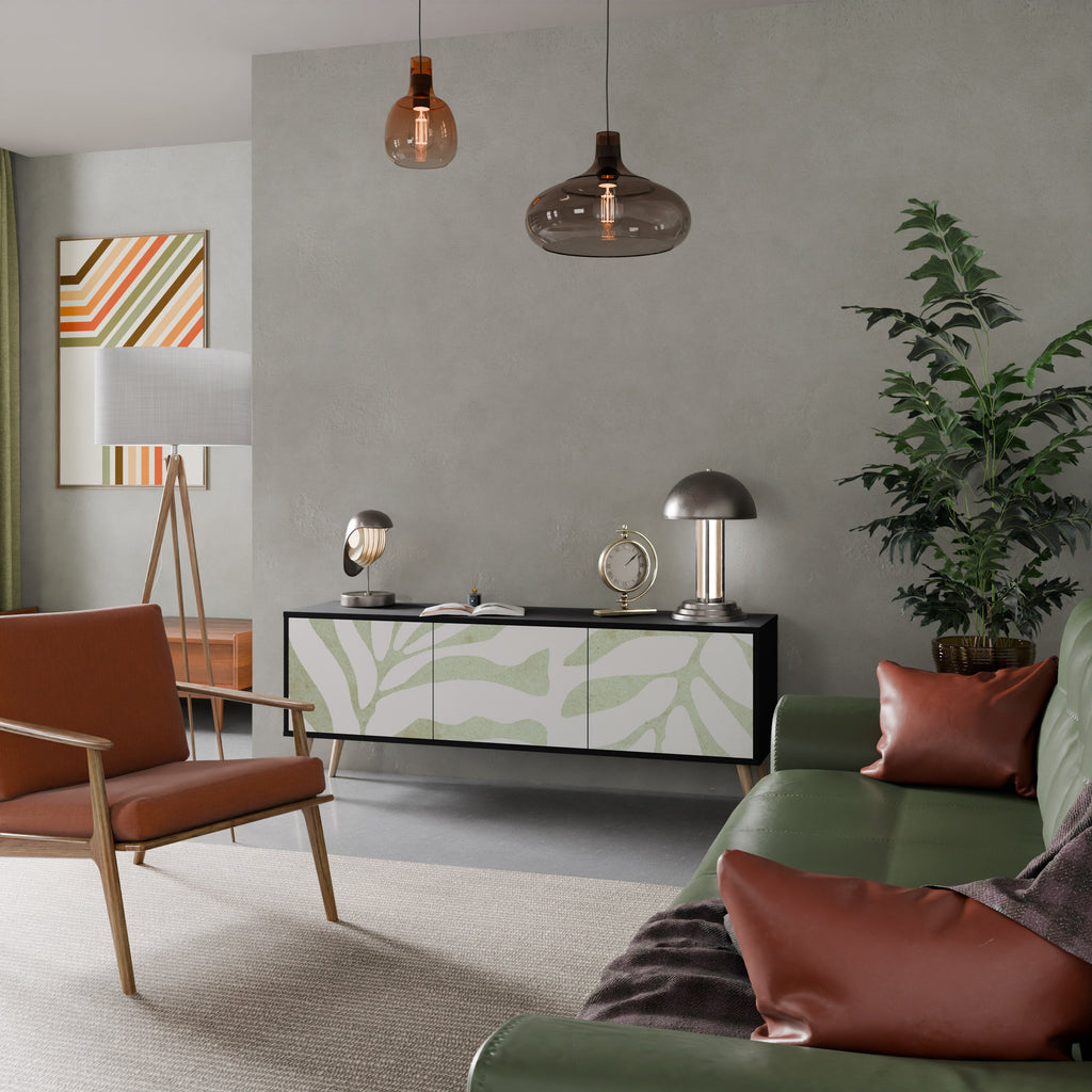 Meuble TV 3 portes BOTANICAL SPARK finition noire