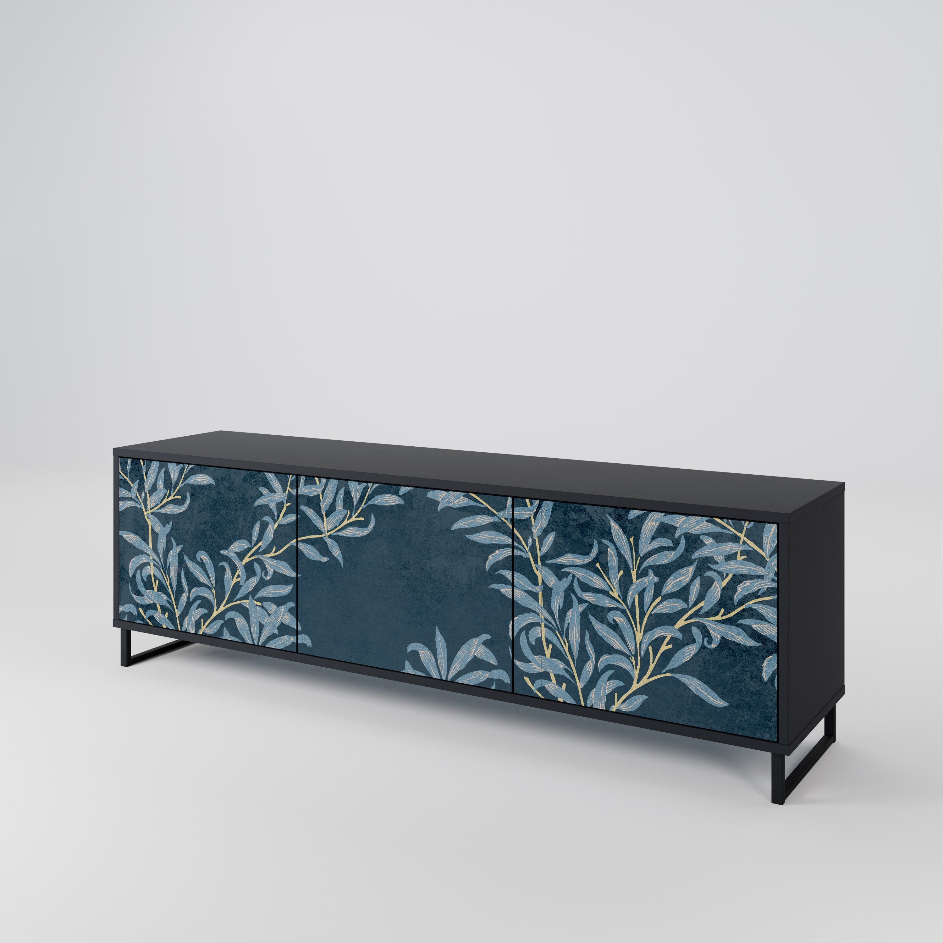 BLUE LEAVES 3-Door TV Cabinet