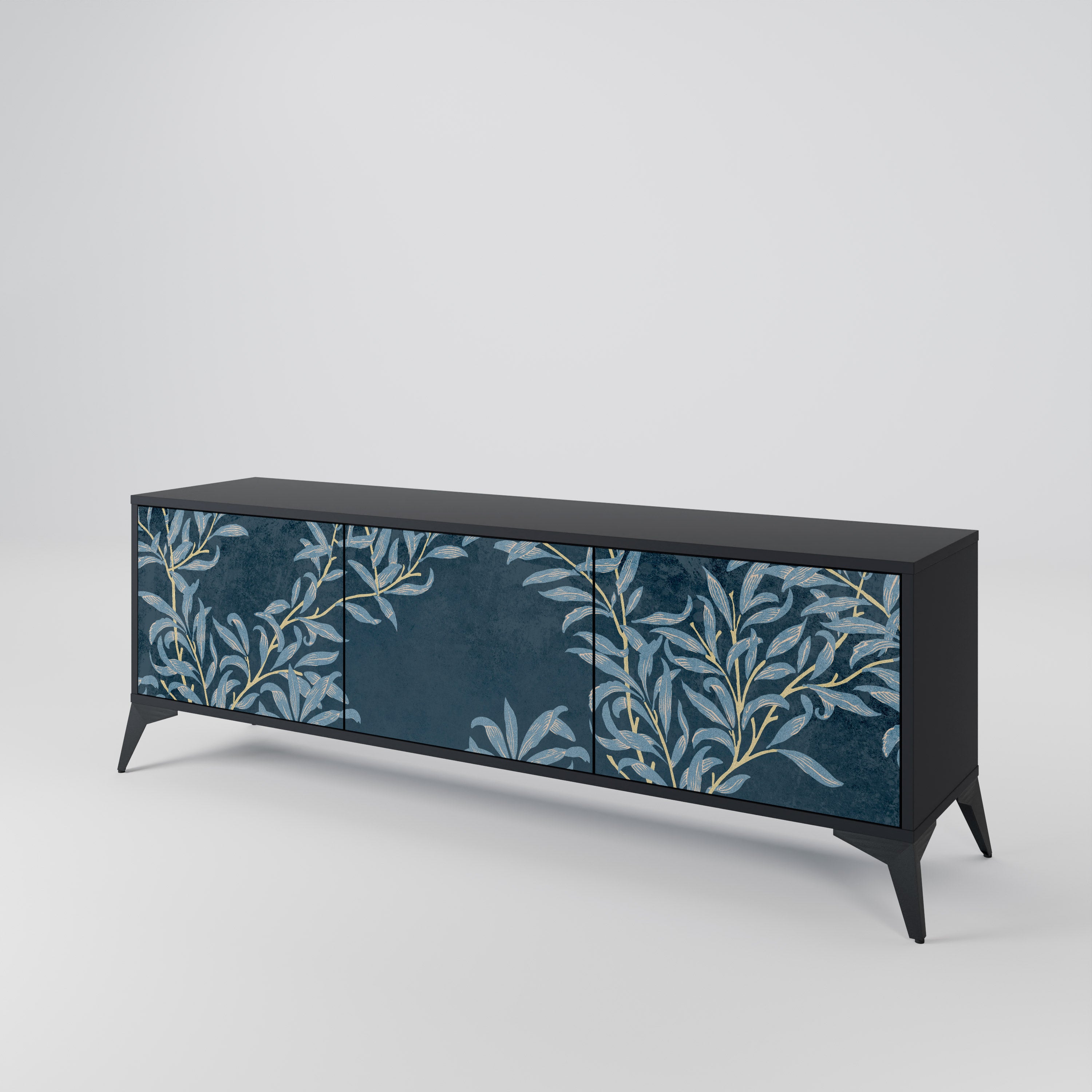 BLUE LEAVES 3-Door TV Cabinet