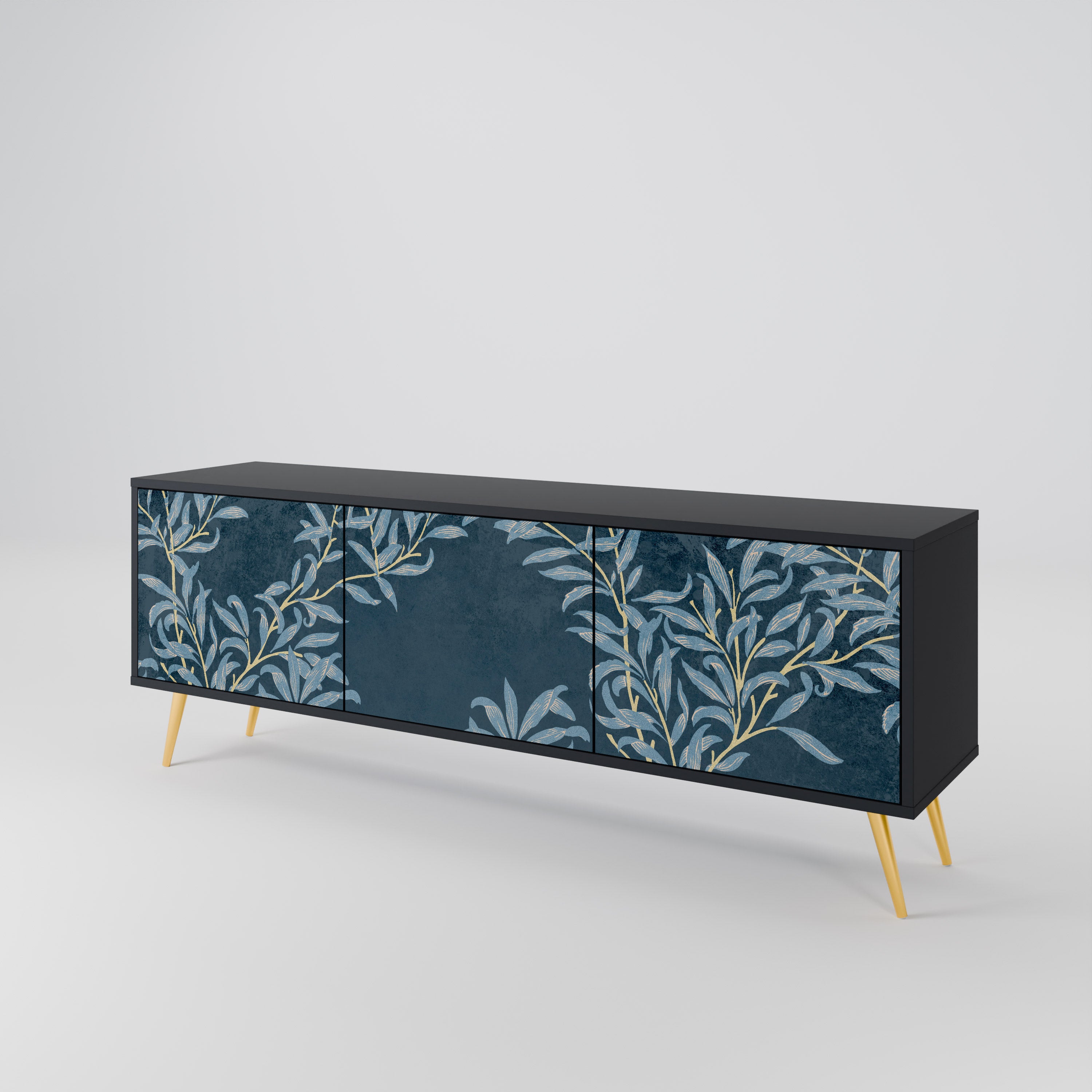 BLUE LEAVES 3-Door TV Cabinet