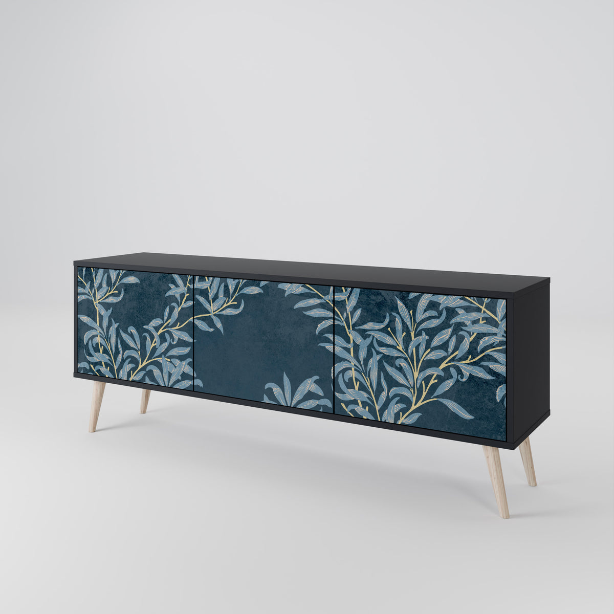BLUE LEAVES 3-Door TV Cabinet