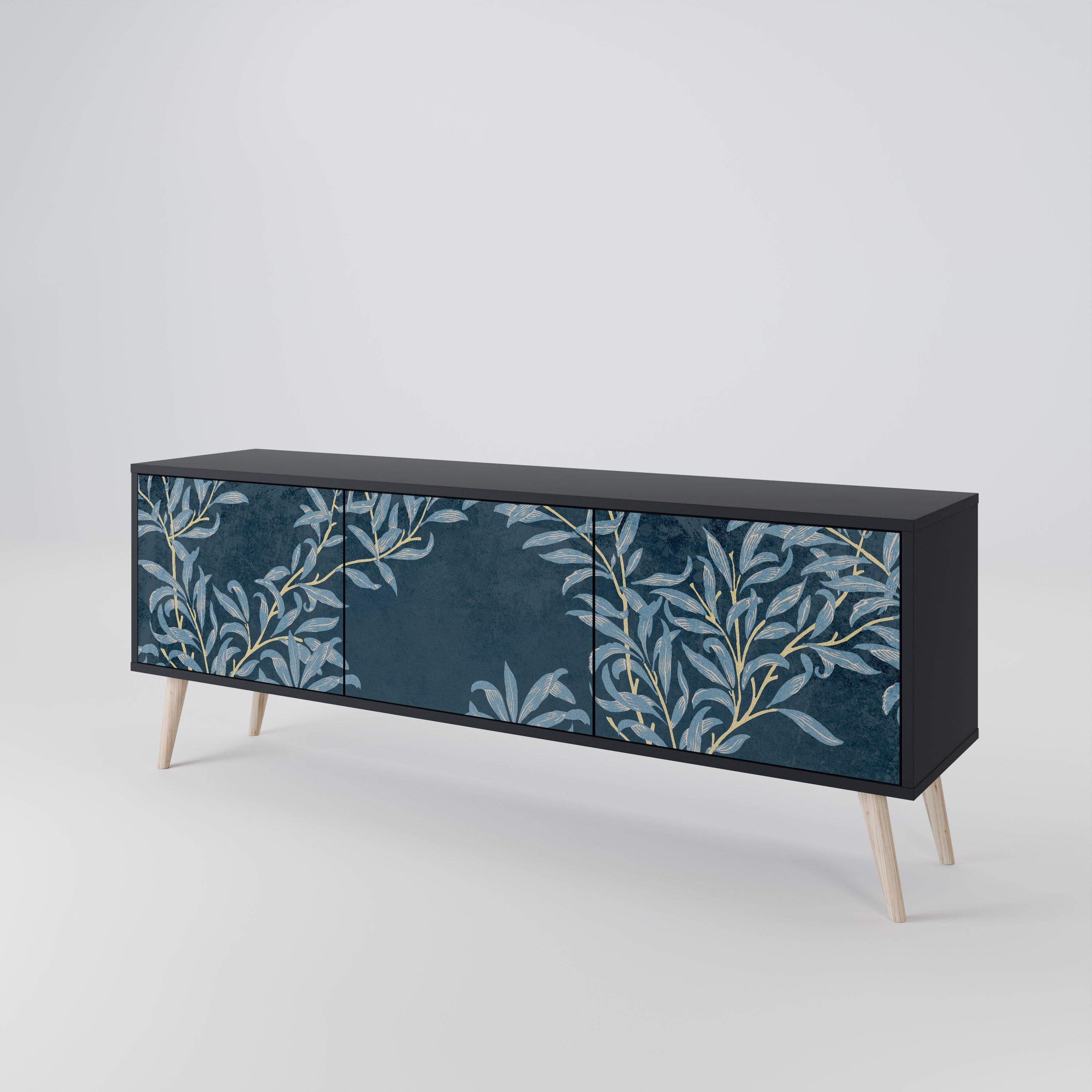 BLUE LEAVES 3-Door TV Cabinet