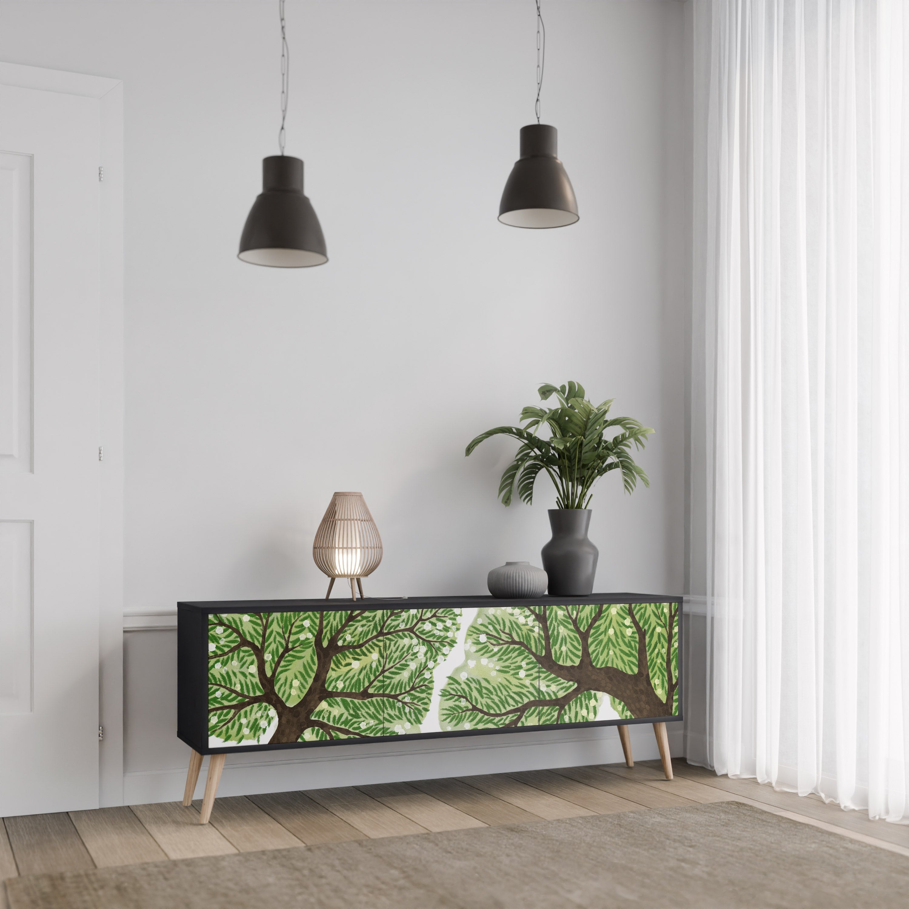 Meuble TV 3 portes WILDERNESS DASH finition noire