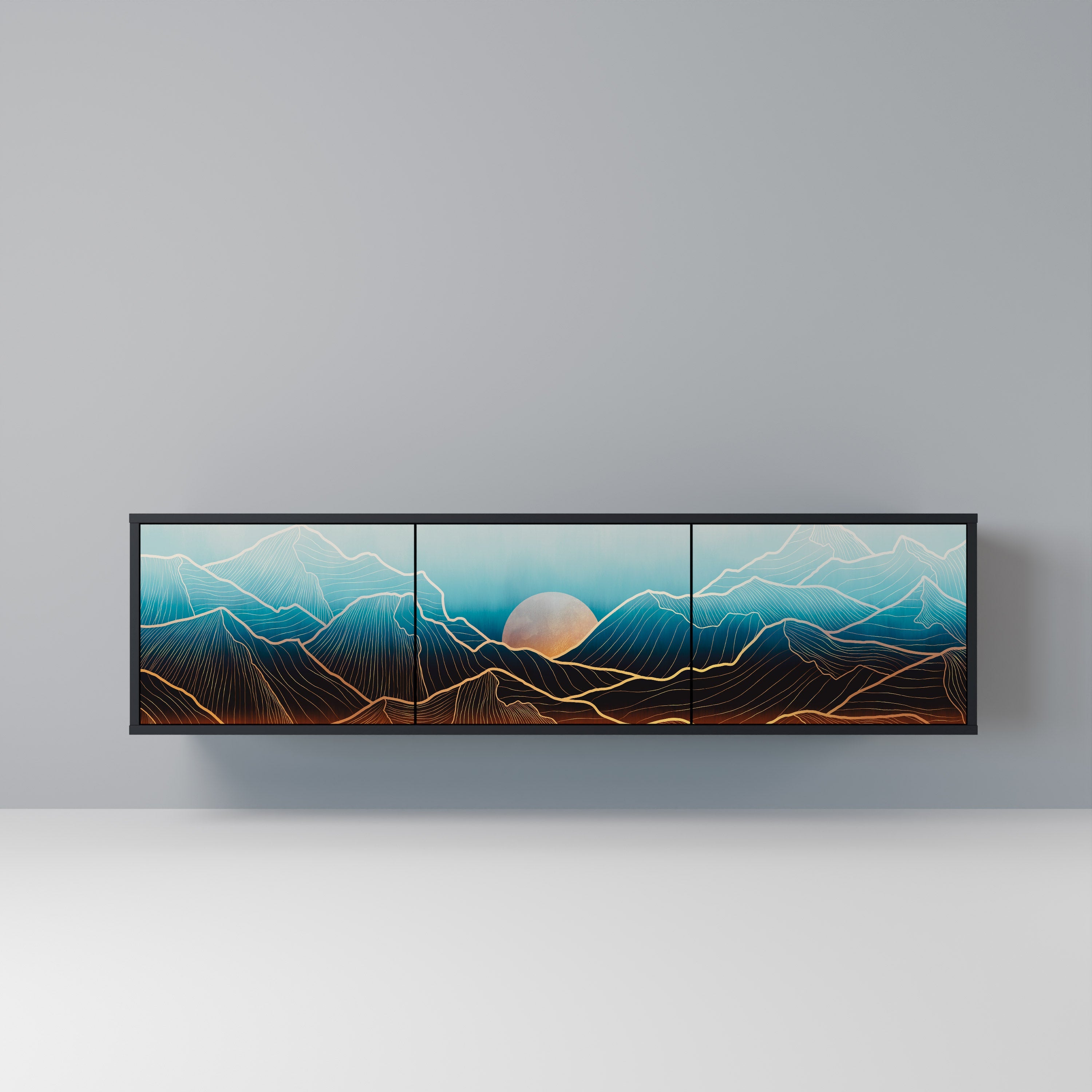 Meuble TV 3 portes LUNAR SECRETS finition noire