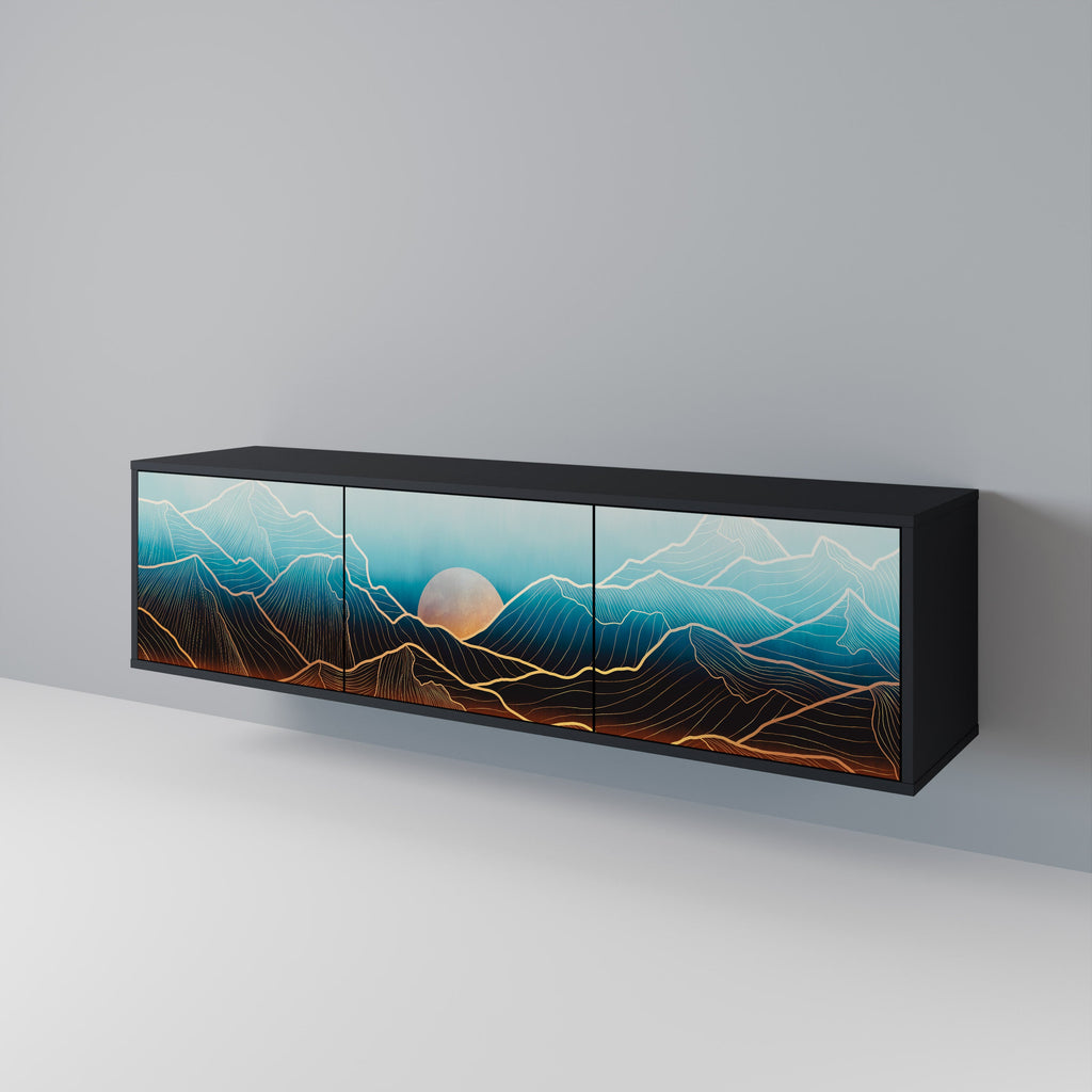 Meuble TV 3 portes LUNAR SECRETS finition noire