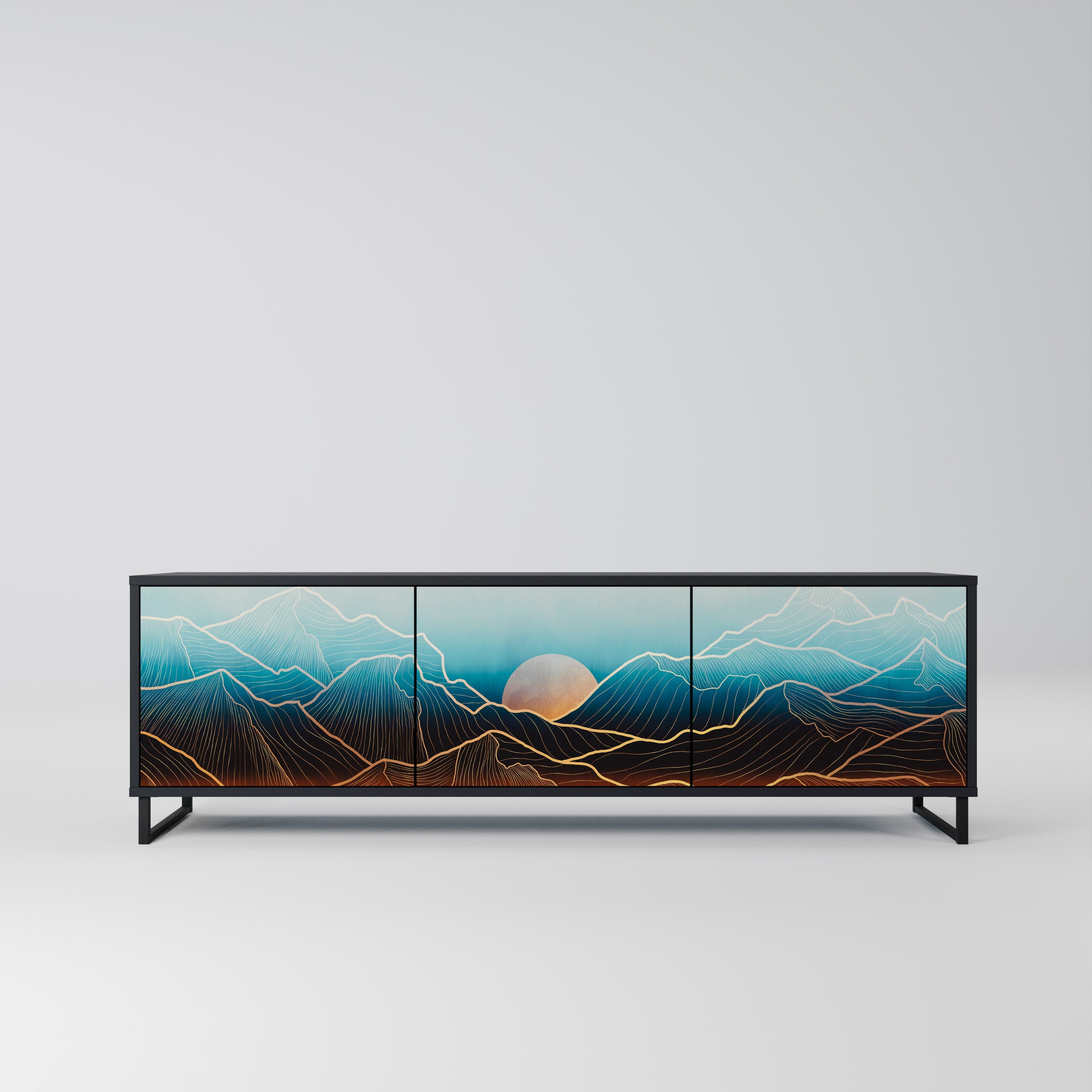 Meuble TV 3 portes LUNAR SECRETS finition noire