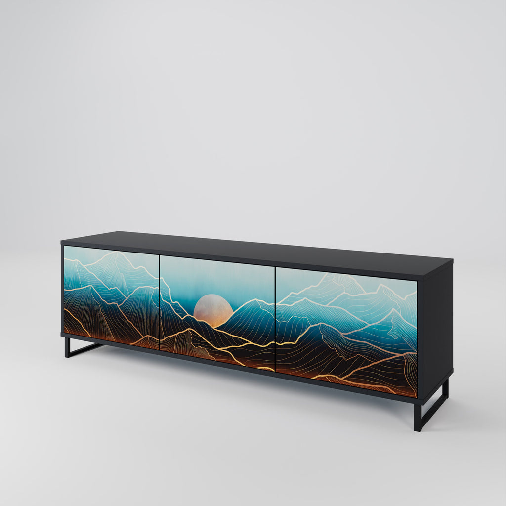 Meuble TV 3 portes LUNAR SECRETS finition noire