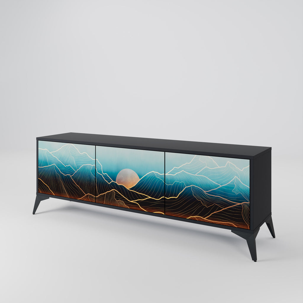 Meuble TV 3 portes LUNAR SECRETS finition noire