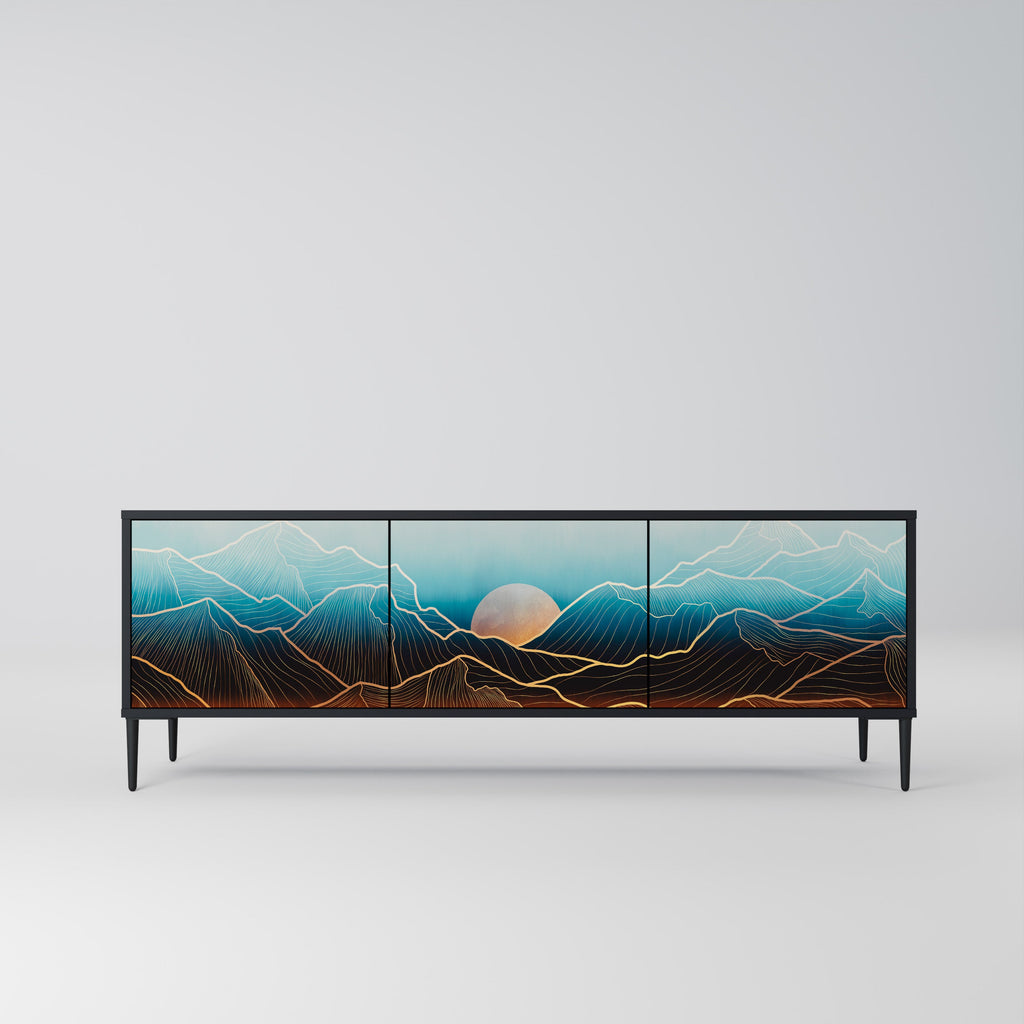 Meuble TV 3 portes LUNAR SECRETS finition noire