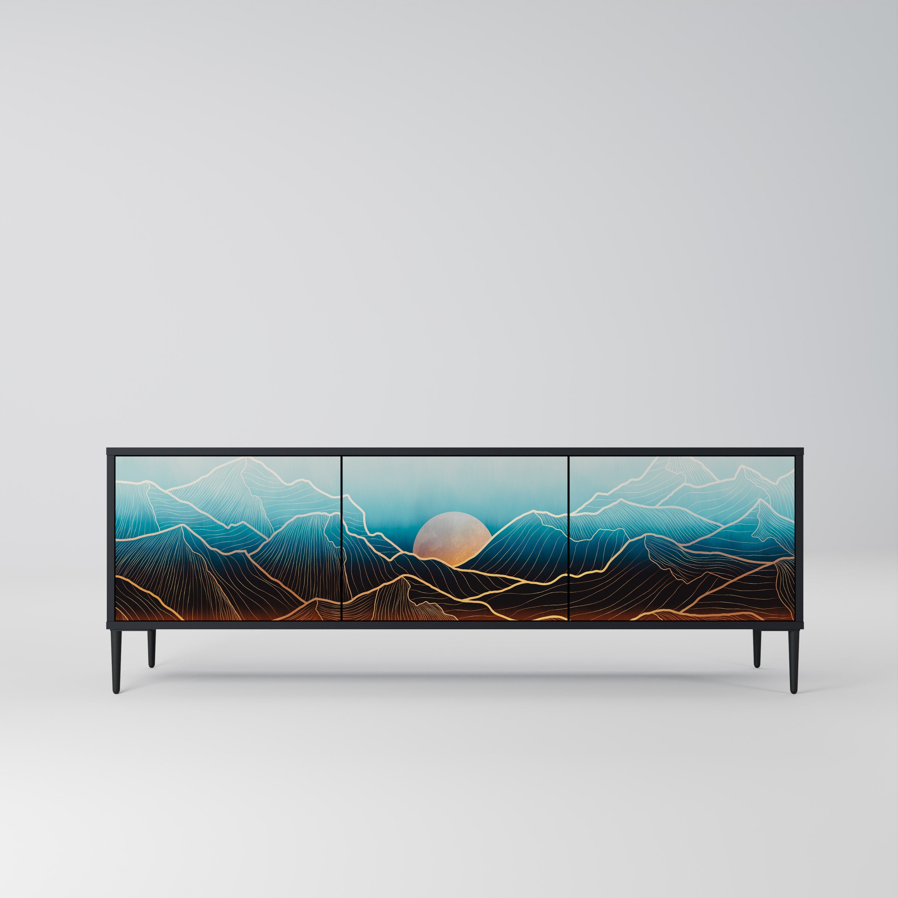 Meuble TV 3 portes LUNAR SECRETS finition noire