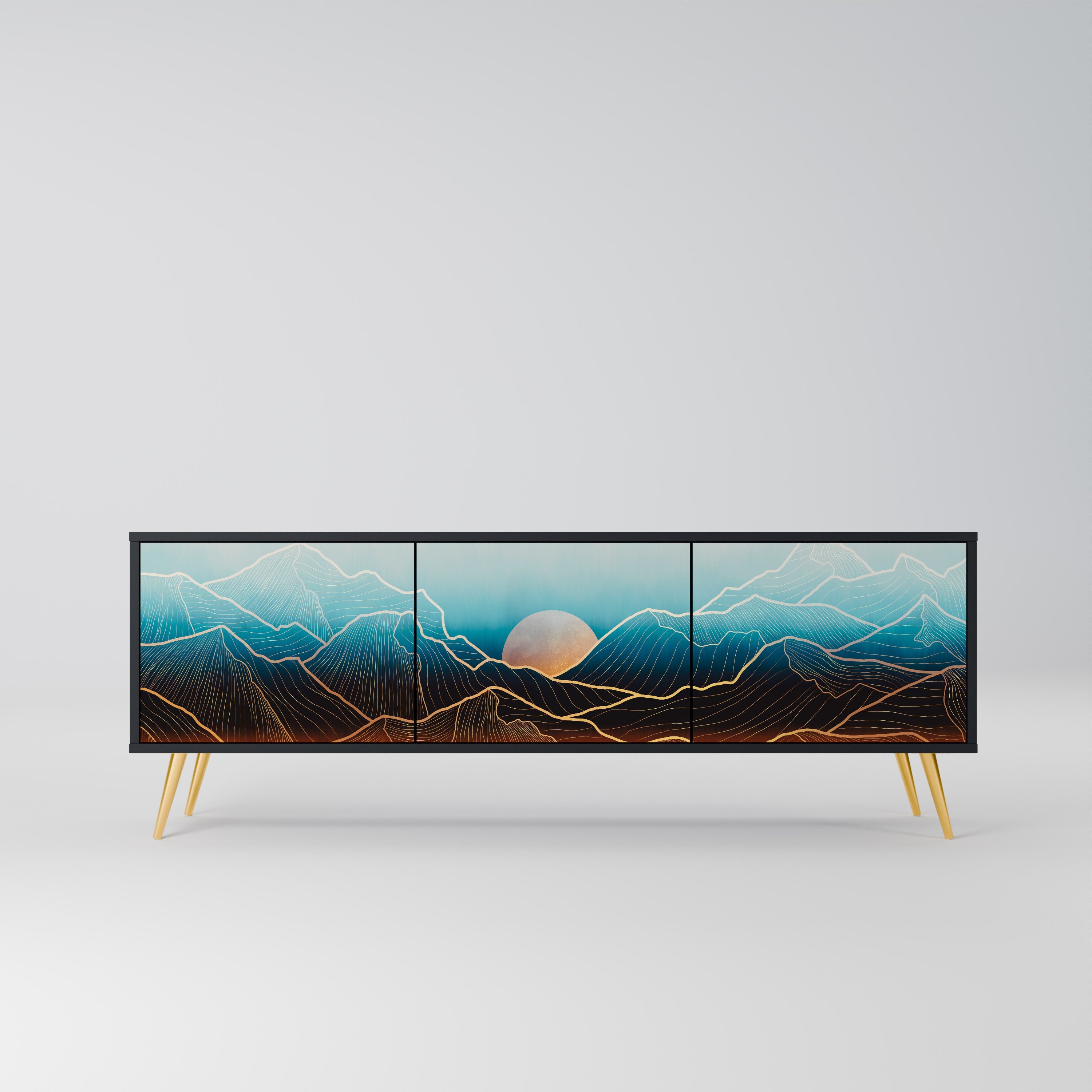 Meuble TV 3 portes LUNAR SECRETS finition noire