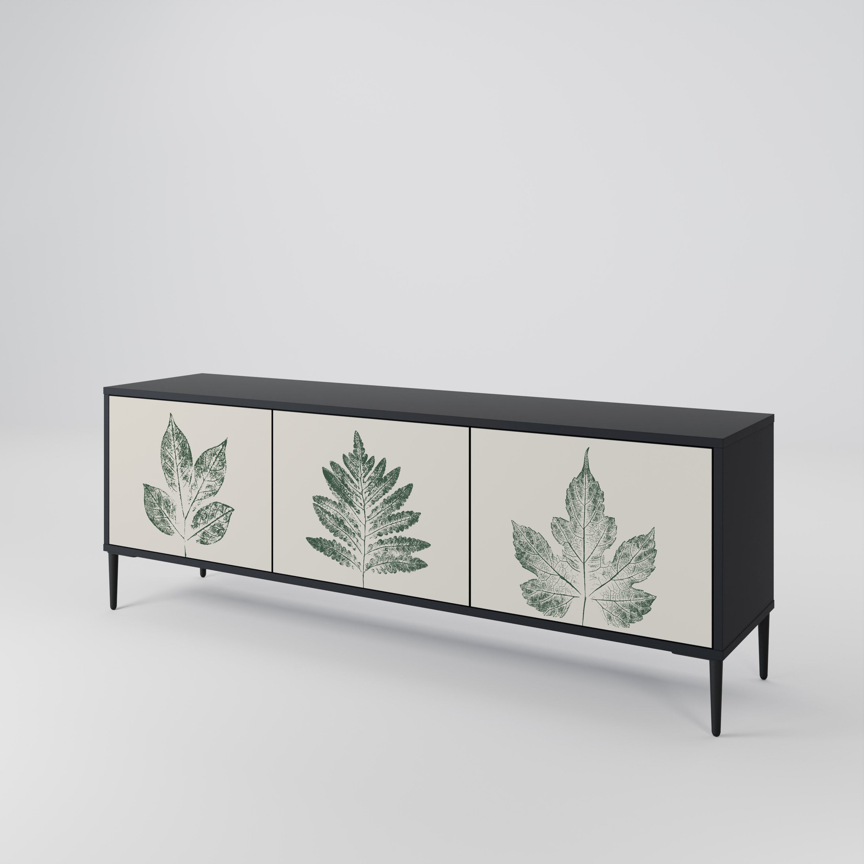 GREEN LEAFY STAMPS 3-Door TV Cabinet