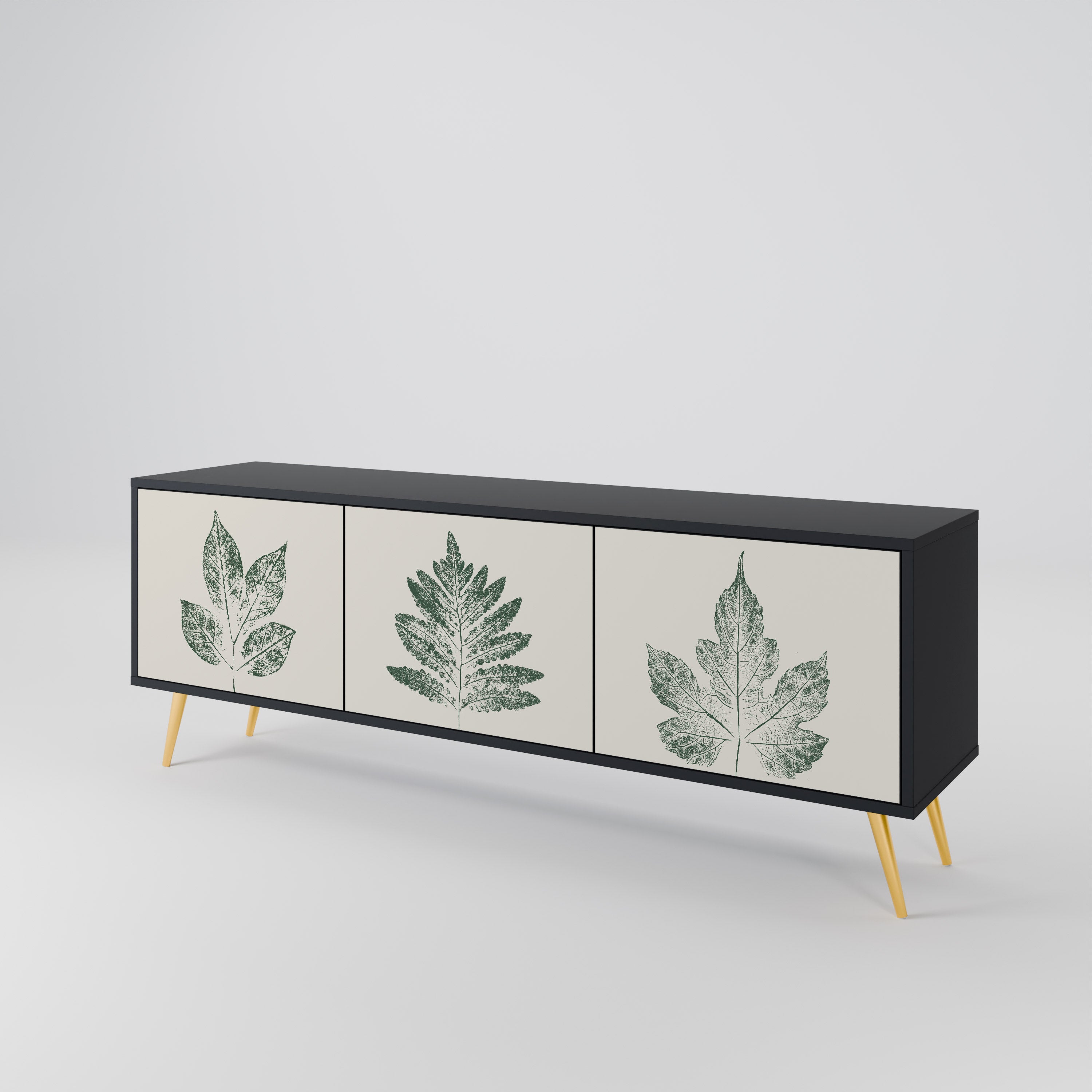GREEN LEAFY STAMPS 3-Door TV Cabinet