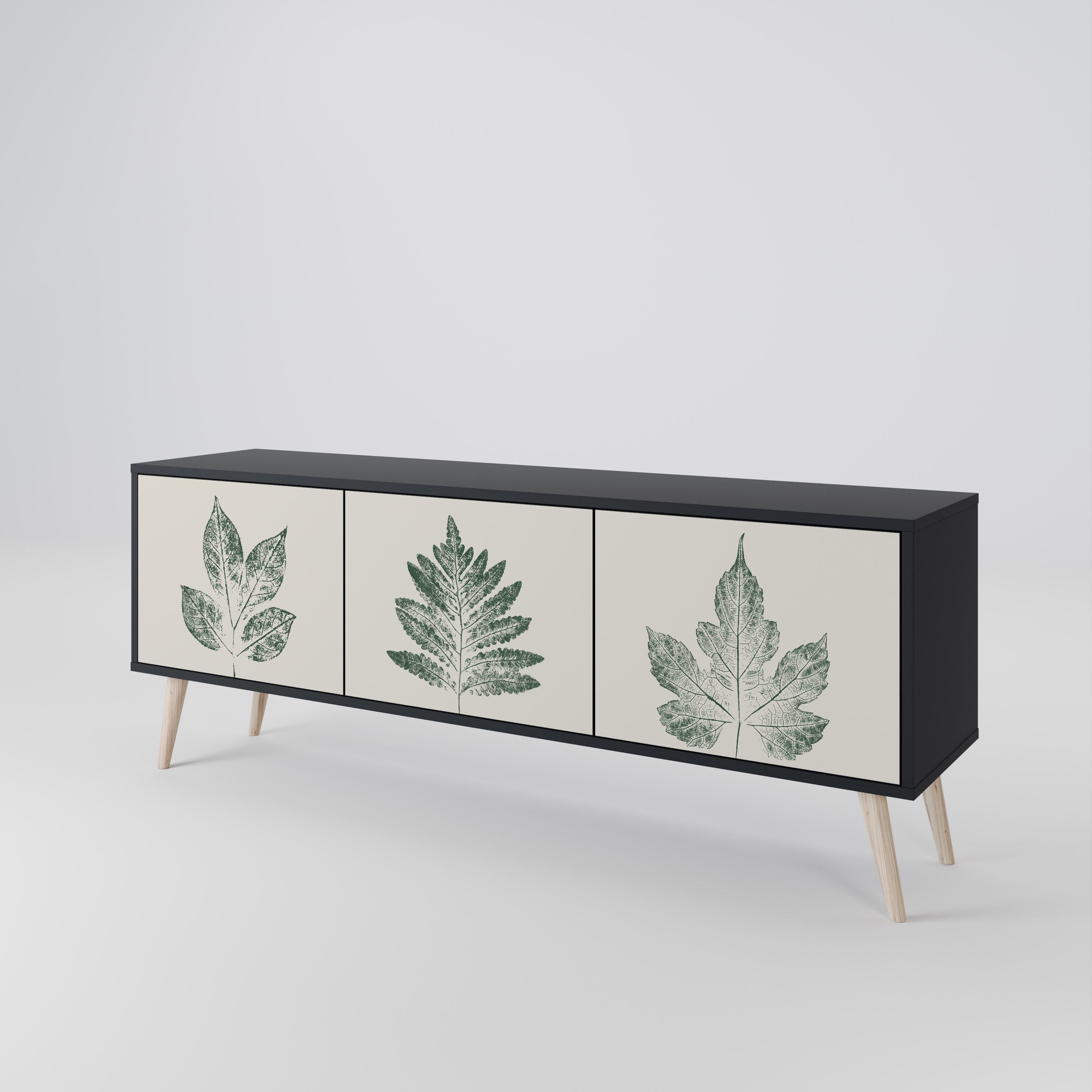 GREEN LEAFY STAMPS 3-Door TV Cabinet
