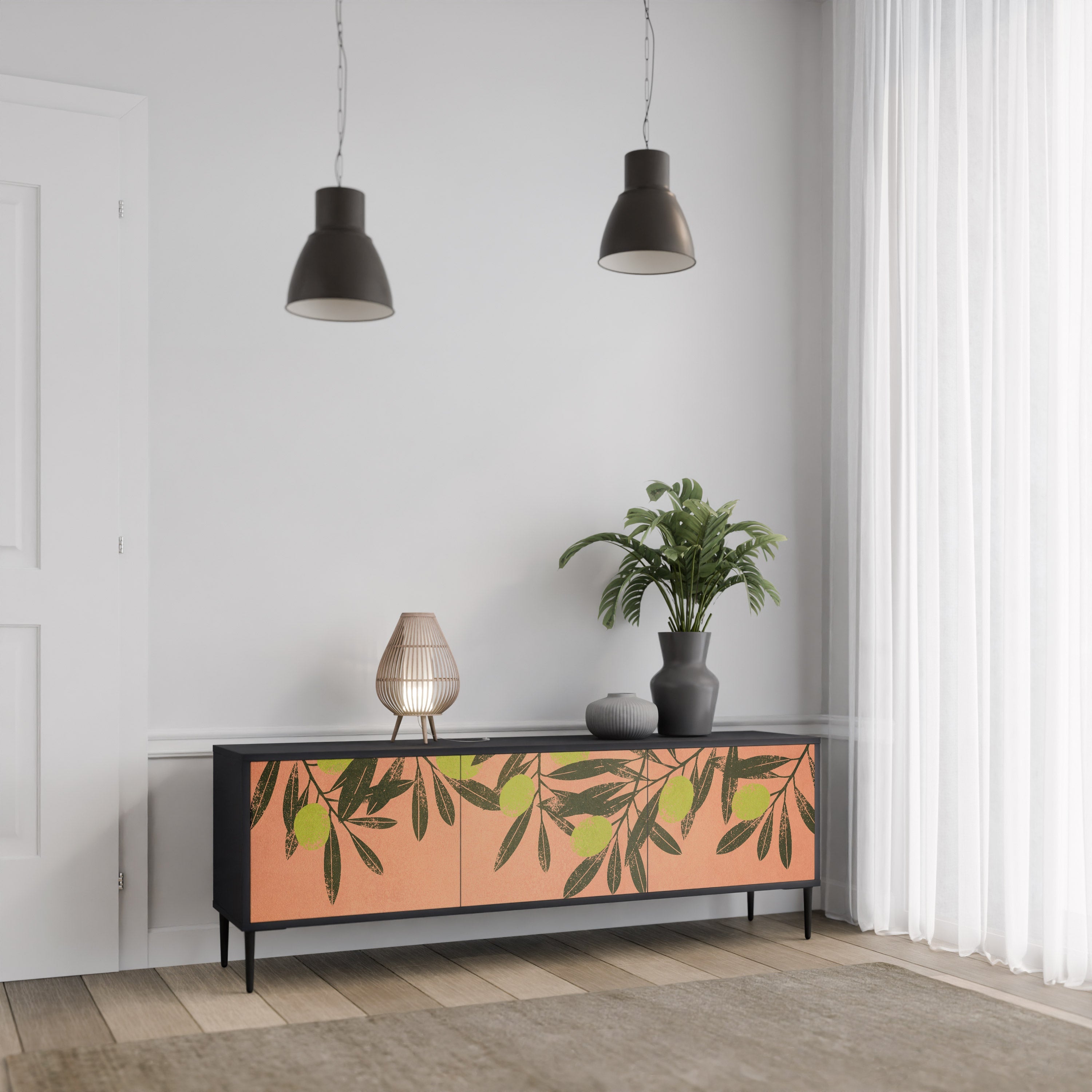 Meuble TV 3 portes JUICY OLIVES finition noire