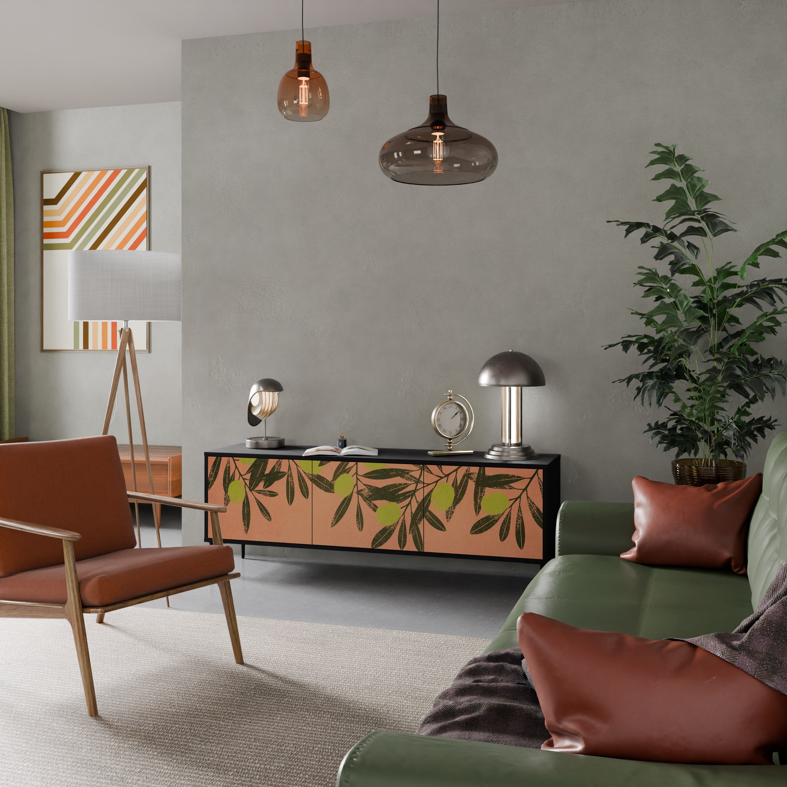 Meuble TV 3 portes JUICY OLIVES finition noire