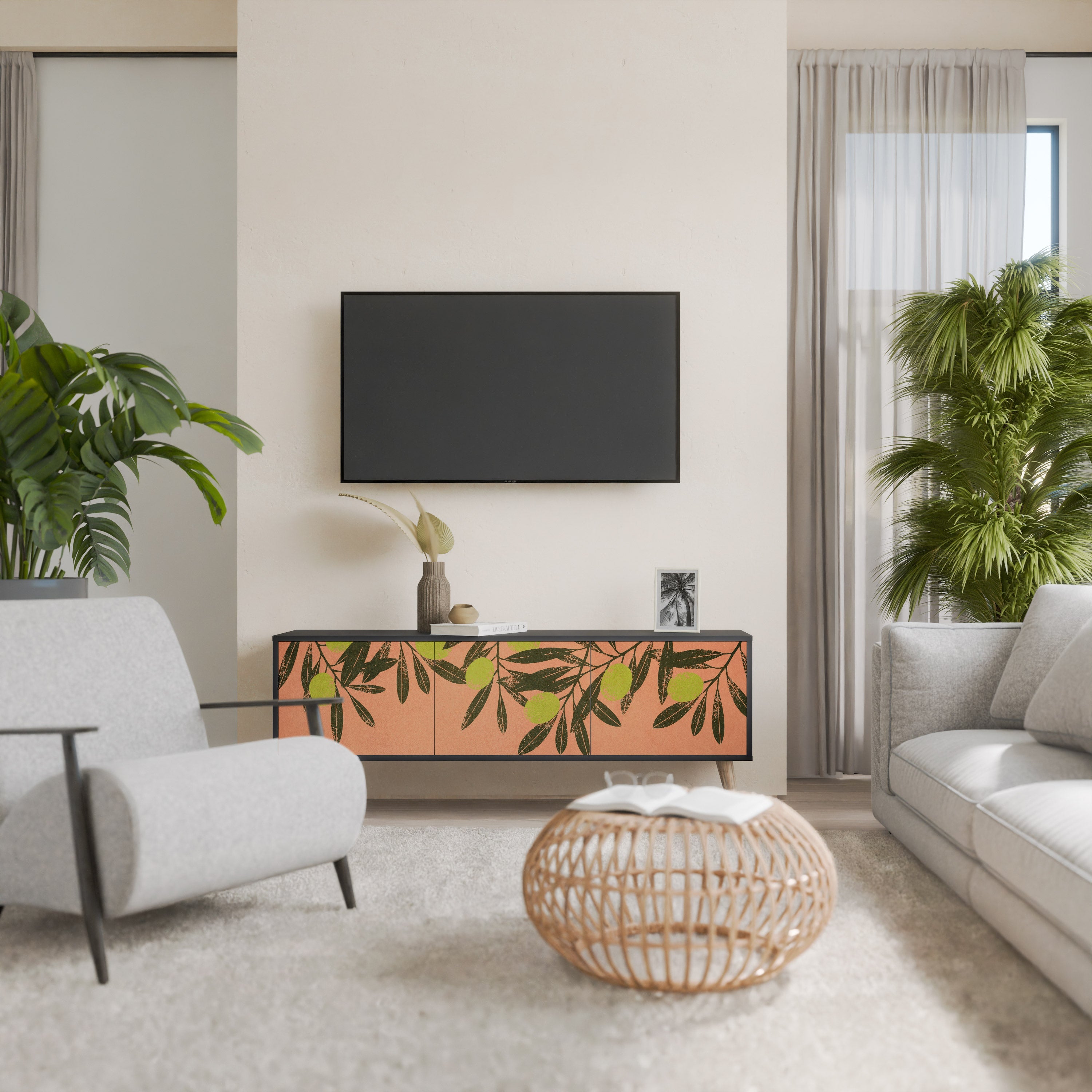 Meuble TV 3 portes JUICY OLIVES finition noire