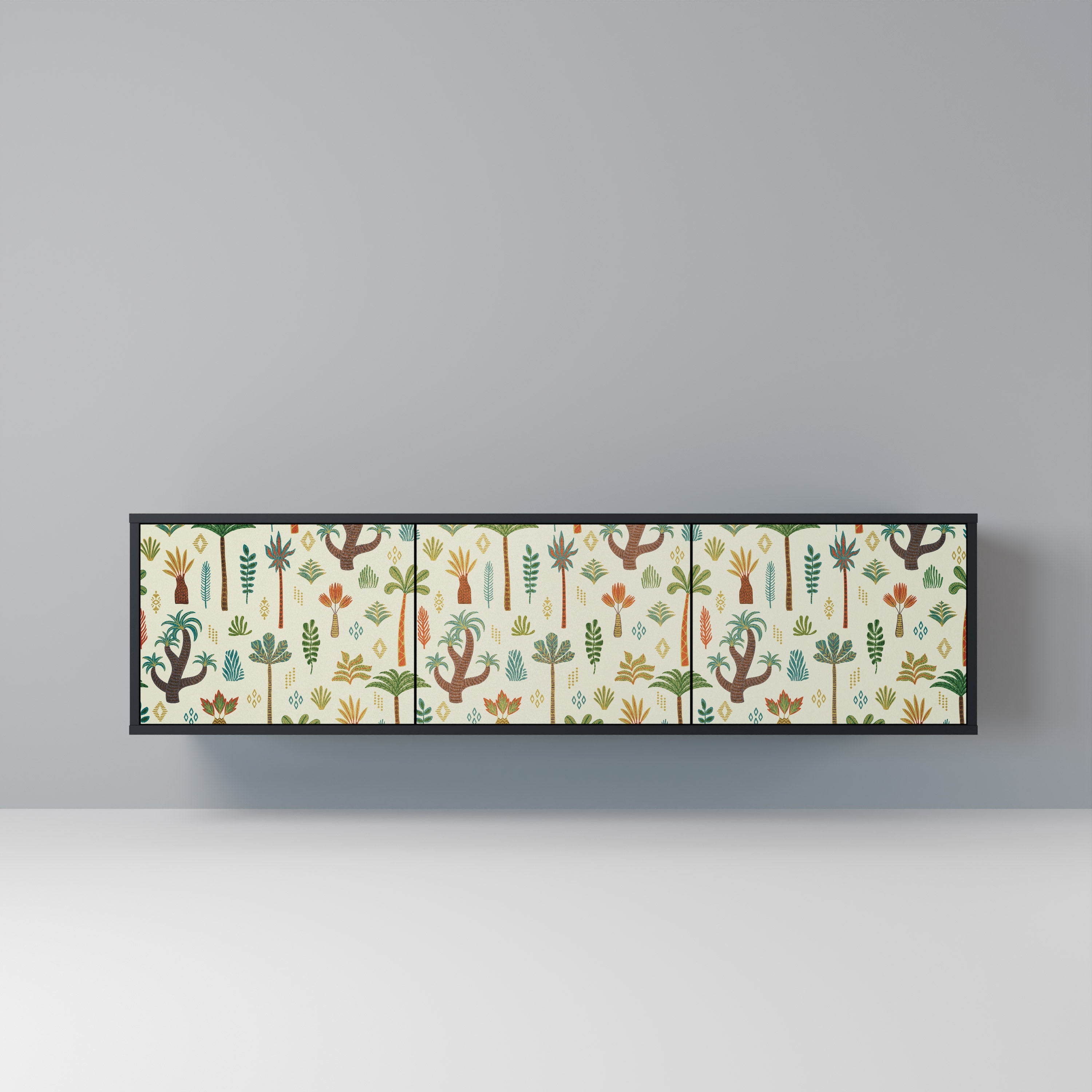 Meuble TV 3 portes PALM SPRING finition noire