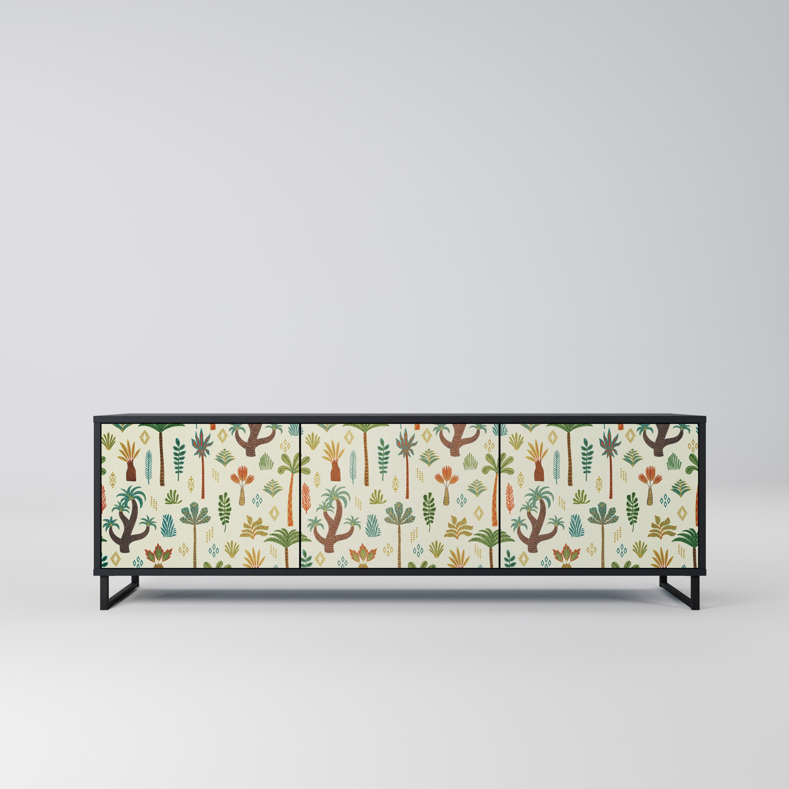 Meuble TV 3 portes PALM SPRING finition noire