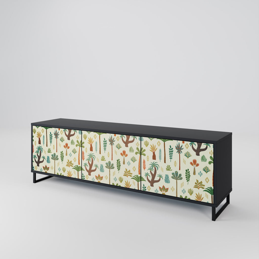 PALM SPRING 3-Door TV Stand in Black Finish