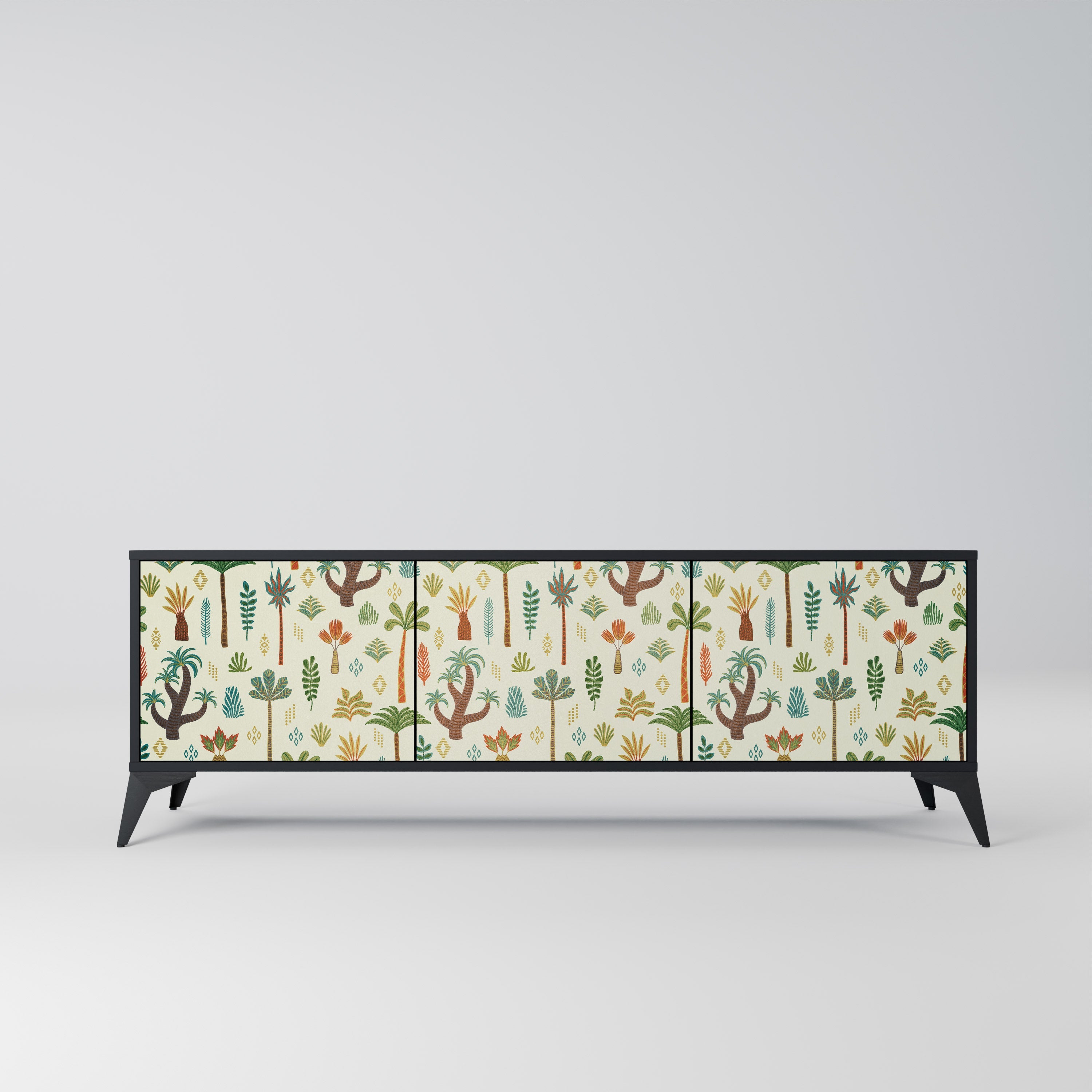 Meuble TV 3 portes PALM SPRING finition noire