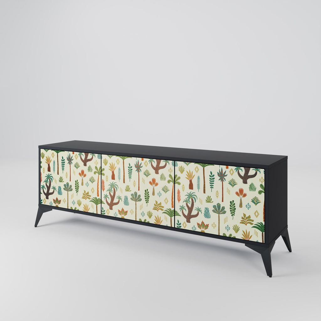 PALM SPRING 3-Door TV Stand in Black Finish