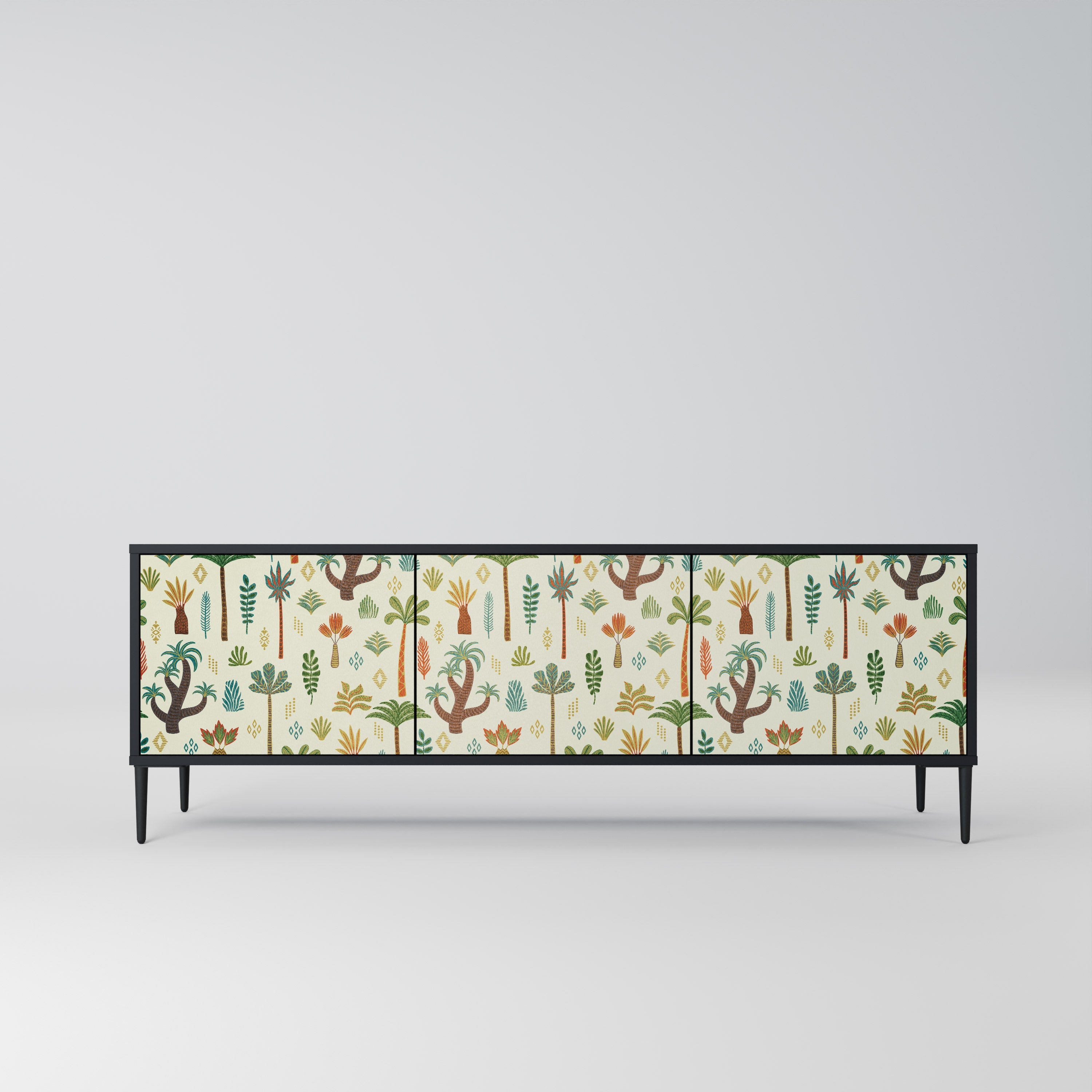 Meuble TV 3 portes PALM SPRING finition noire